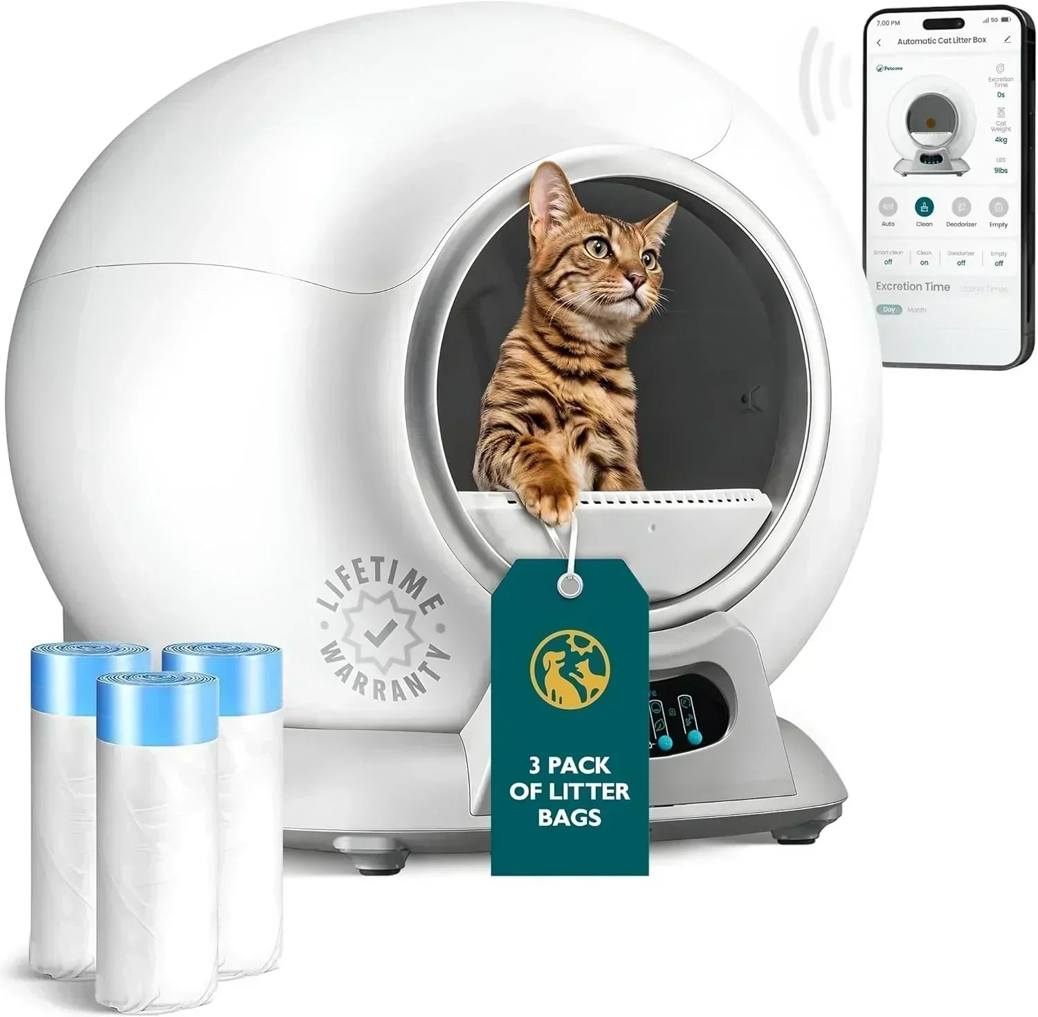 Self Cleaning Litter Box with Auto Safety Sensors Automatic Cat Litter Box Self-Cleaning