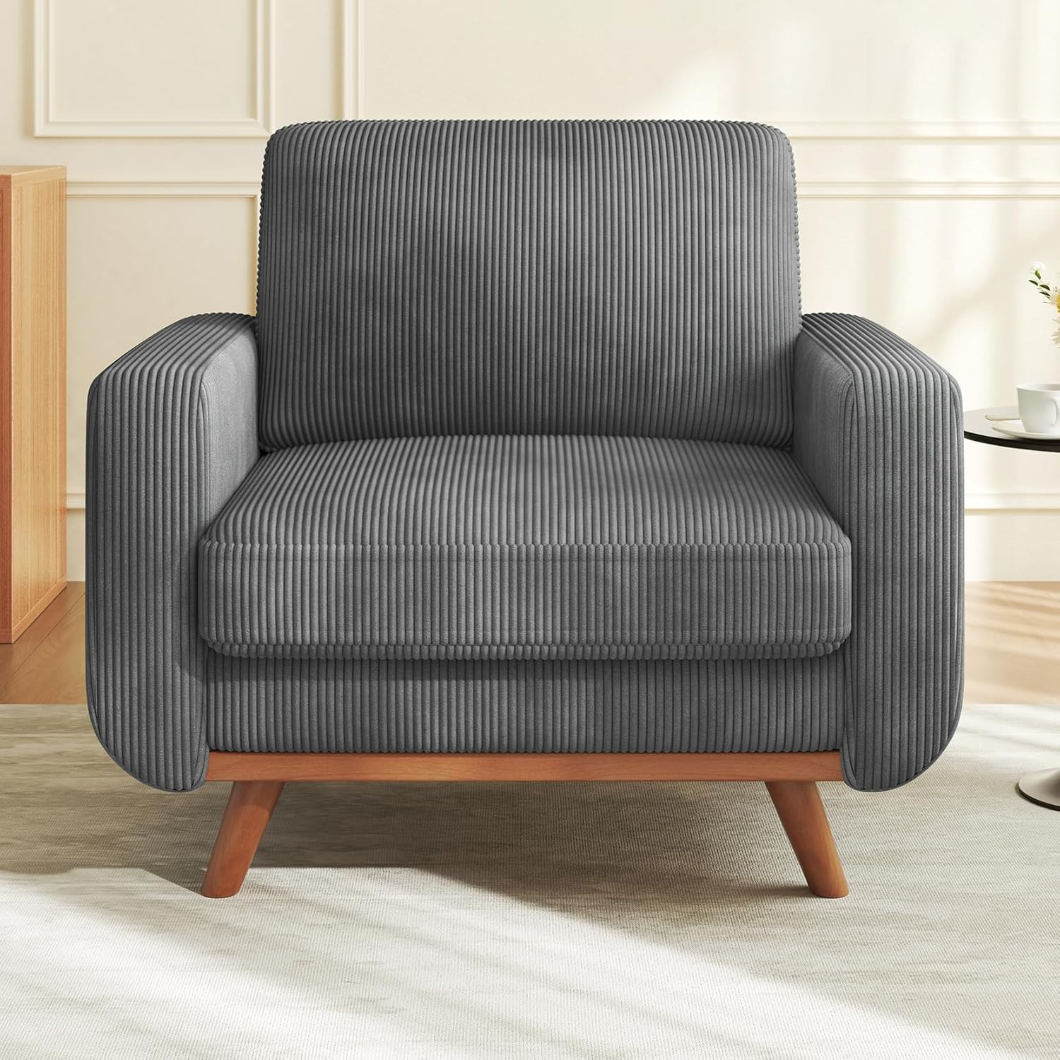 Vesgantti 68 Loveseat Sofa - Green, Comfy Corduroy with Spring Cushion, Solid Wood Frame, Modern Deep Seat, Bedroom & Living Room, Office Couch