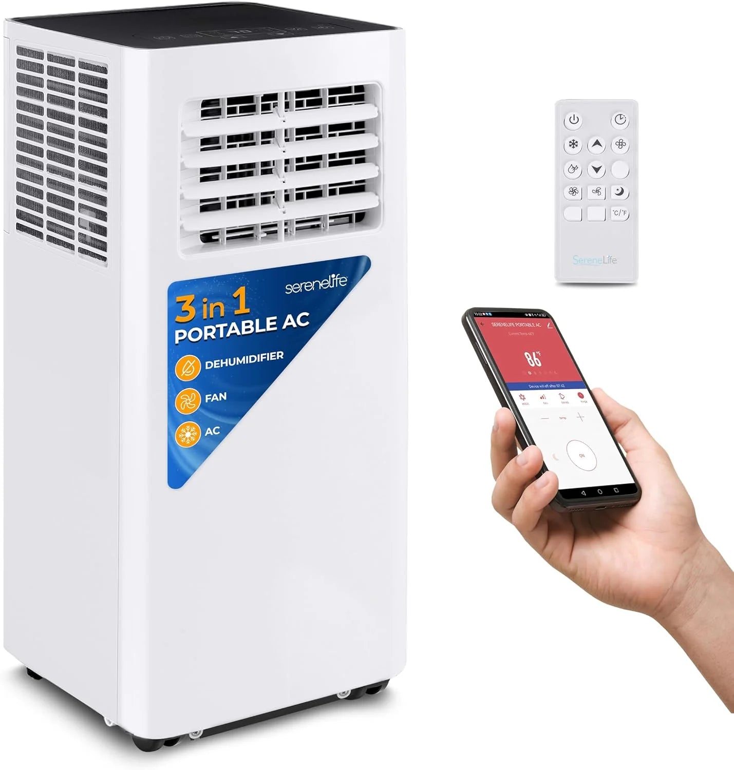 SereneLife Portable Air Conditioner With Heat Built-in Dehumidifier 10,000 BTU Portable Heater
