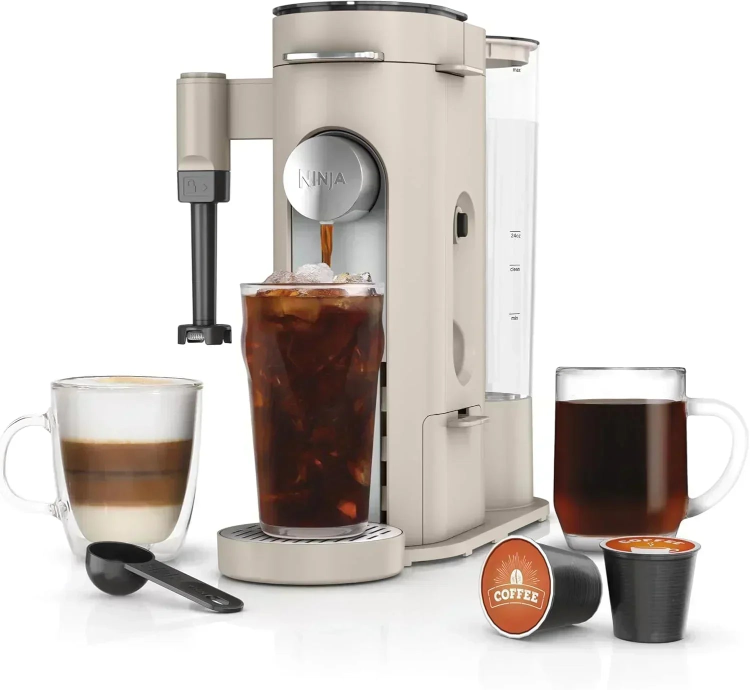 Ninja Pods Grounds Single-Serve Coffee Maker K-Cup Pod Compatible Brews Grounds Compact Design