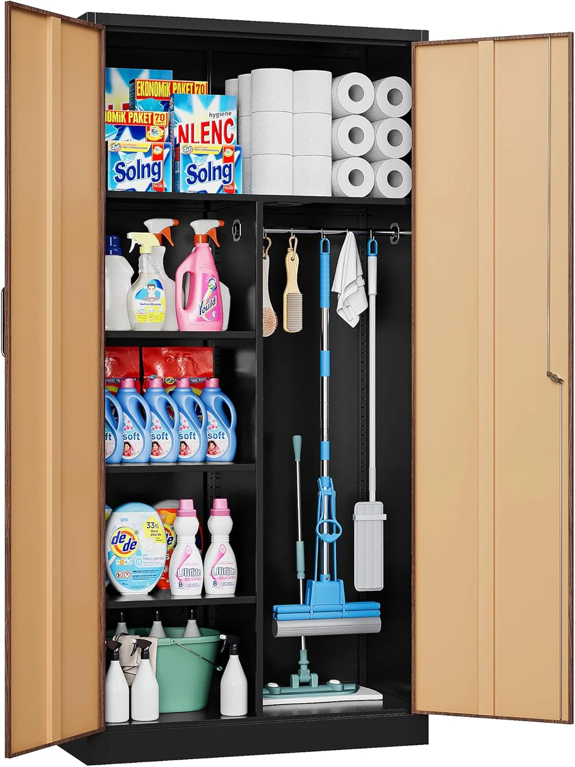 SISESOL Wide & Deep Metal Storage Cabinet with 2 Doors and 6 Shelves,72x36x18
