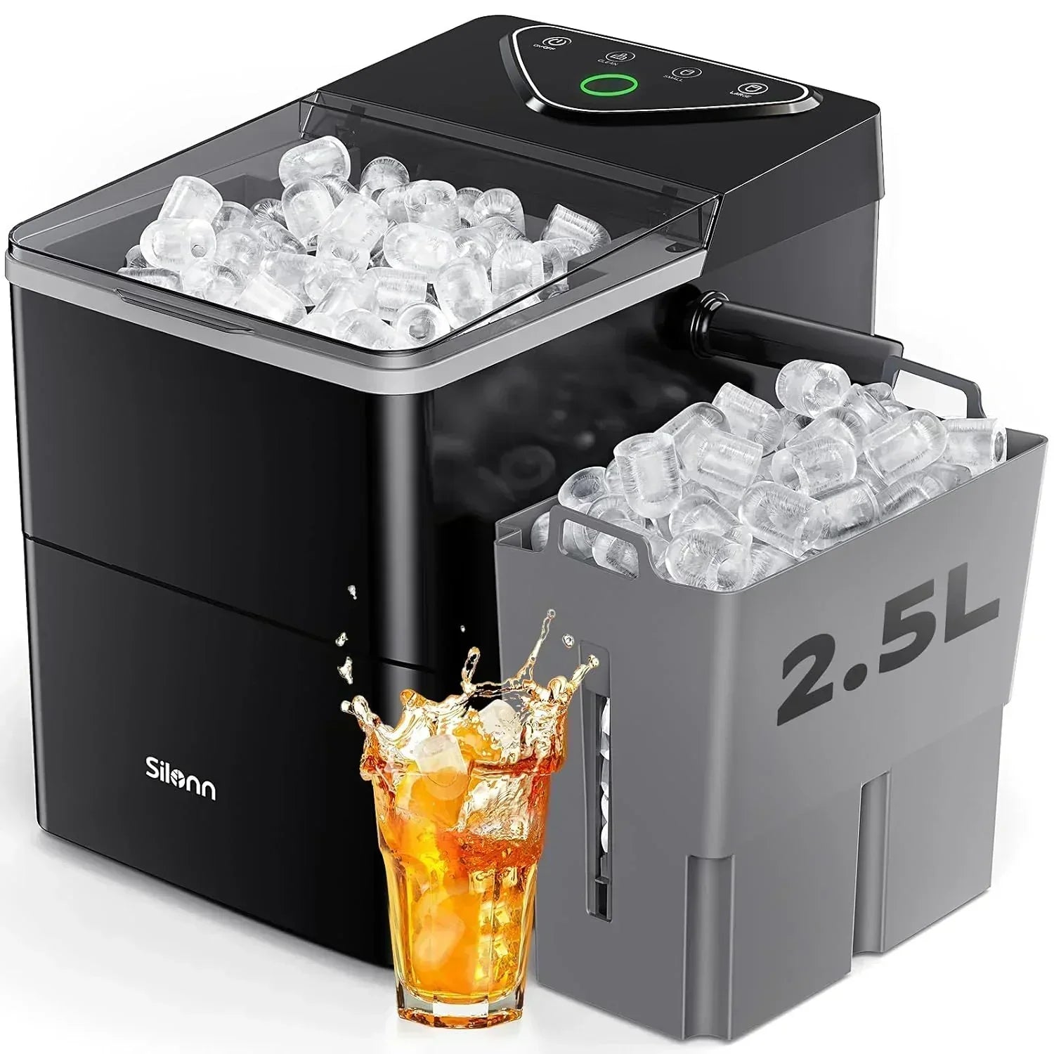 Silonn Countertop Ice Maker Expanding Ice Basket 9 Cubes Ice Basket Self-Cleaning Ice Maker