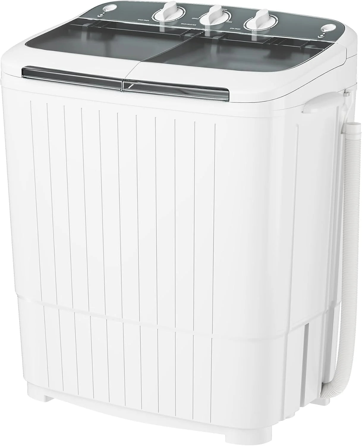 INTERGREAT Portable Washing Machine with Longer Hose, 16lbs Twin Tub Washer Mini Compact Laundry Washing Machine with Drain Pump, Semi-automatic Washer Combo for Dorms, Apartments, Blue
