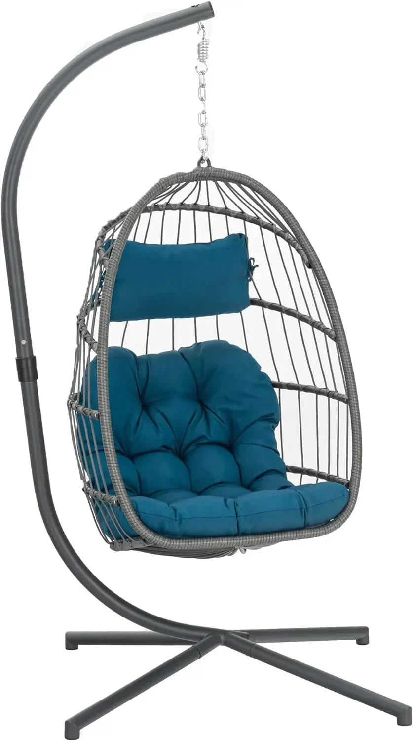 Yechen Indoor Outdoor Egg Hanging Chair Stand Patio Wicker Swing Egg Chair Swinging Chair