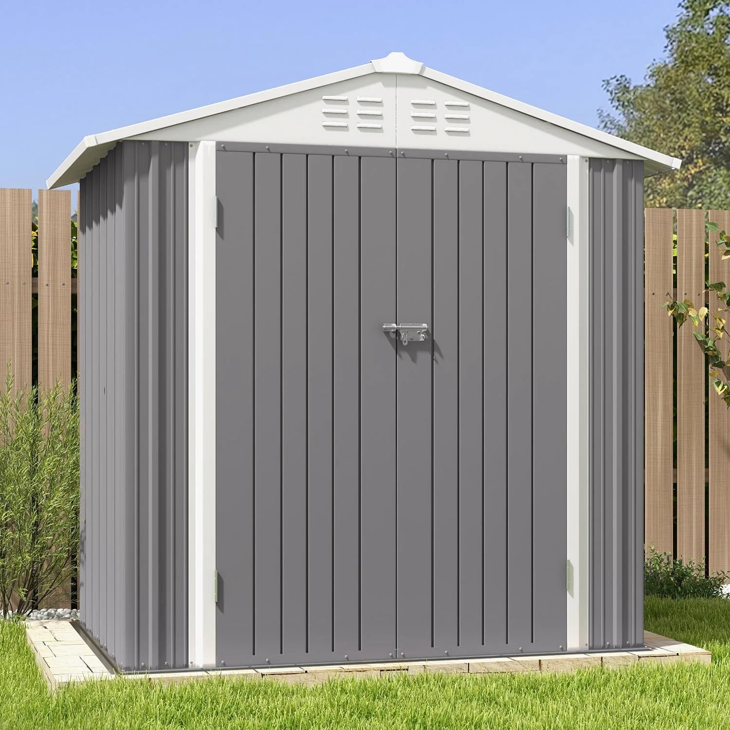 Patiowell 5x3 FT Outdoor Storage Shed Tool Shed with Sloping Roof and Lockable Door Metal Shed