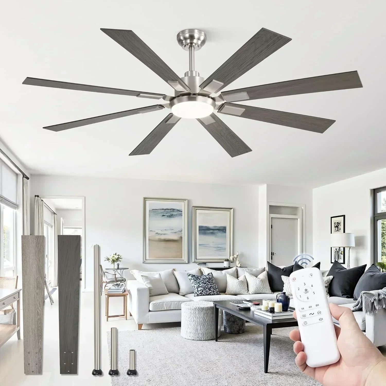 Zmishibo 72-inch large ceiling fan with lighting and remote indoor/outdoor