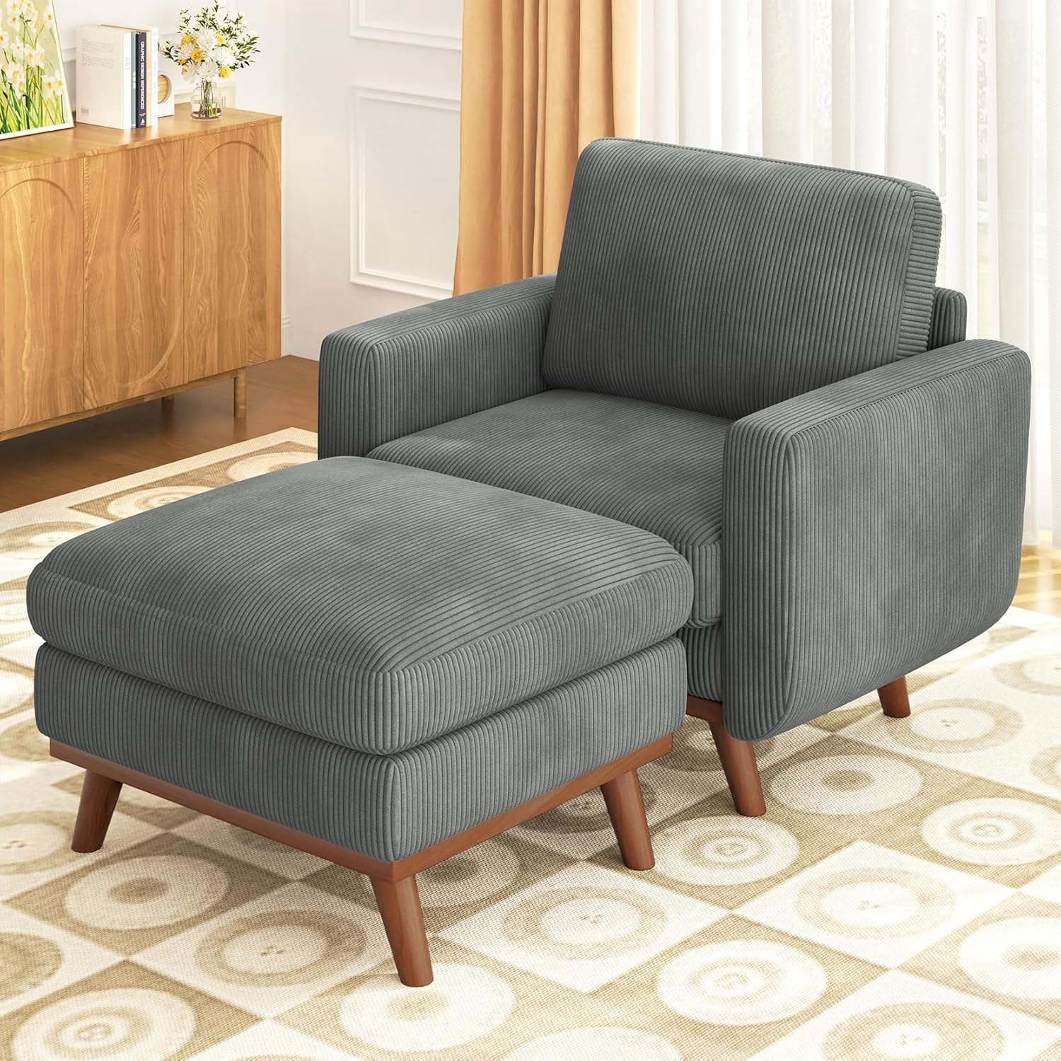 Vesgantti 68 Loveseat Sofa - Green, Comfy Corduroy with Spring Cushion, Solid Wood Frame, Modern Deep Seat, Bedroom & Living Room, Office Couch