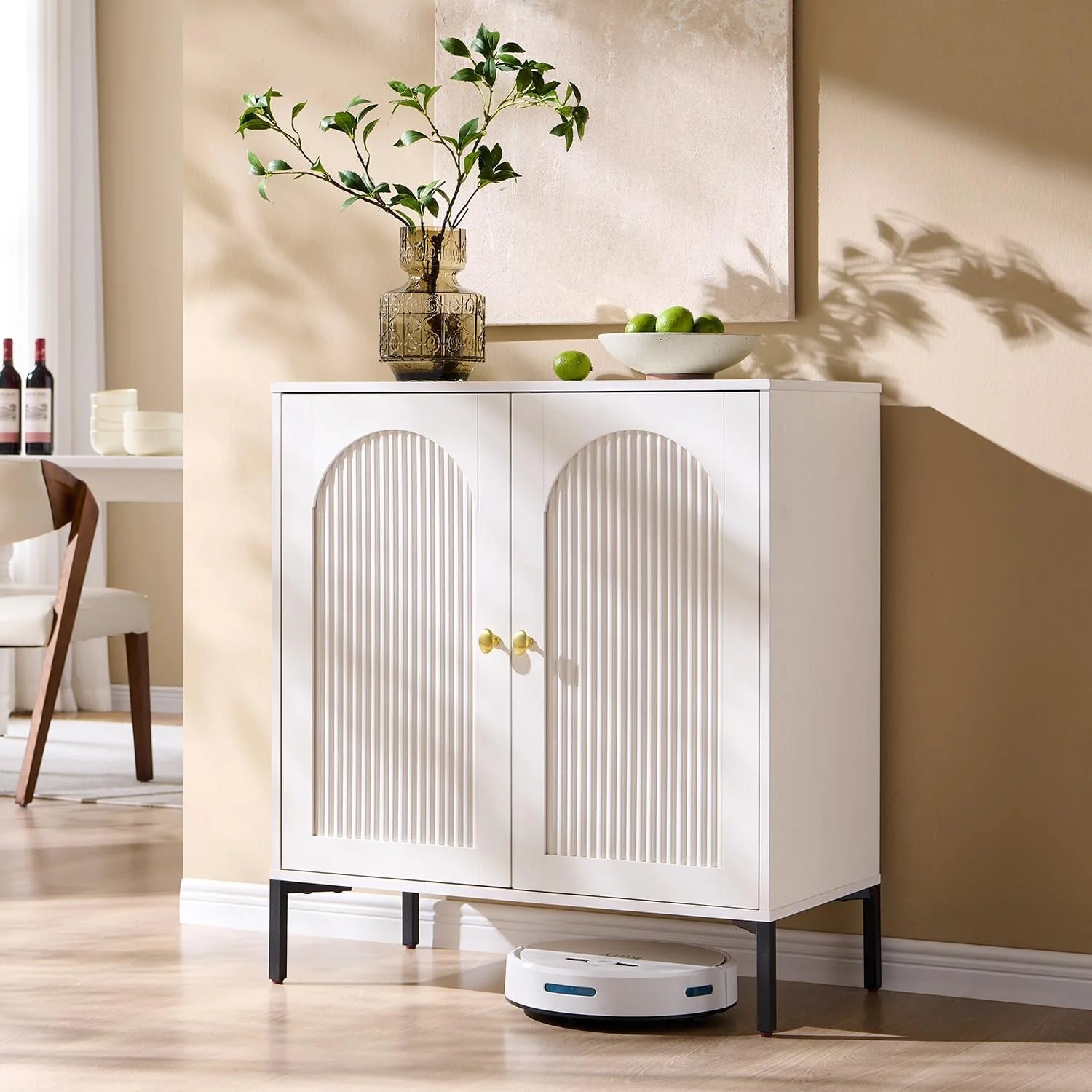 IFGET Modern Buffet Cabinet with Storage 92.63 W Fluted Arched Sideboard Cabinet