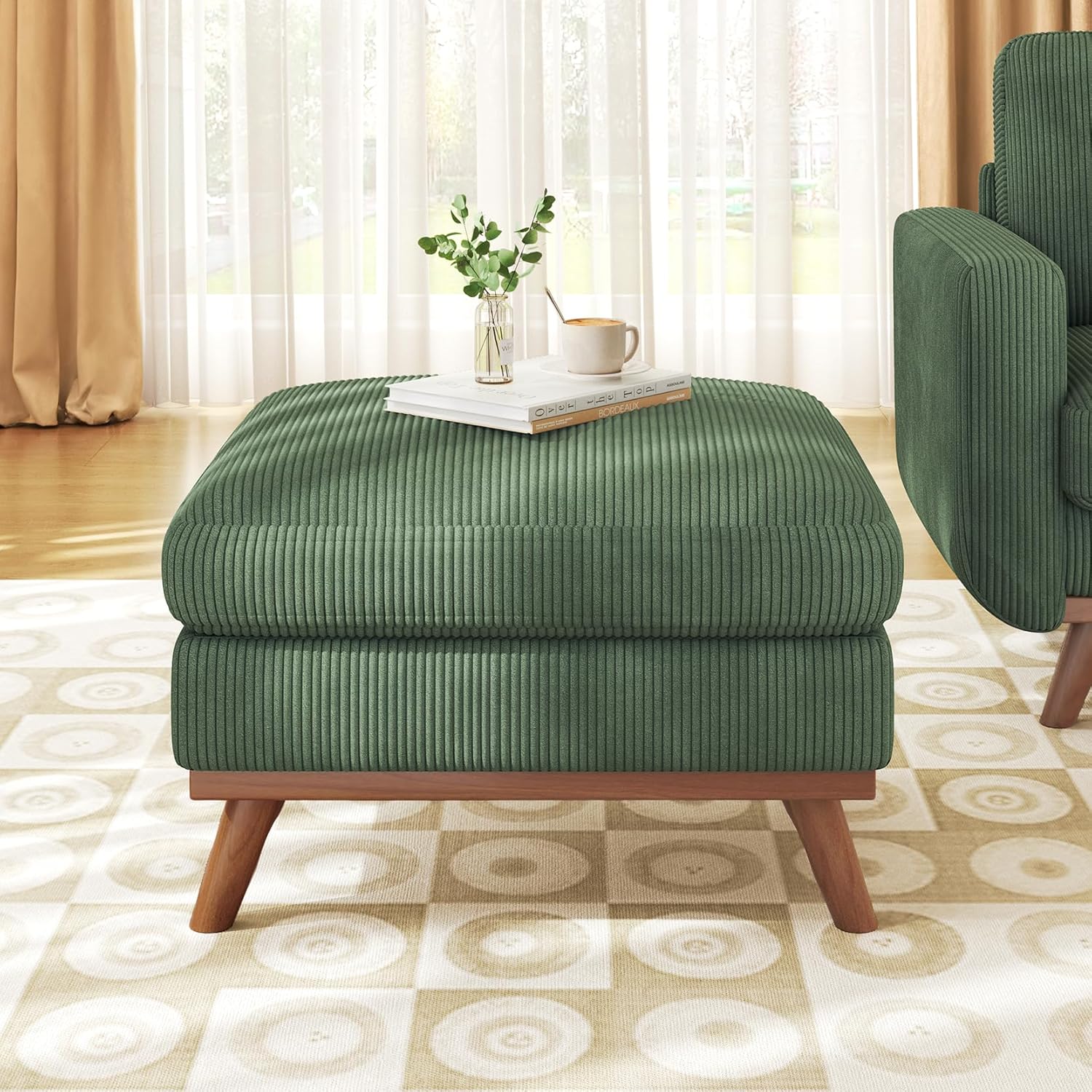 Vesgantti 68 Loveseat Sofa - Green, Comfy Corduroy with Spring Cushion, Solid Wood Frame, Modern Deep Seat, Bedroom & Living Room, Office Couch