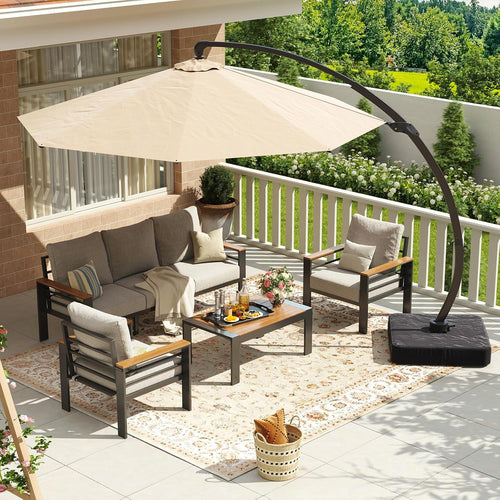 Aoxun Aluminum Patio Furniture Set 7 Seats, Oversized Outdoor Sectional with Washable Thick Cushions, Coffee Table and Waterproof Cover, Patio Conversation Sets for Porch, Balcony, Deck