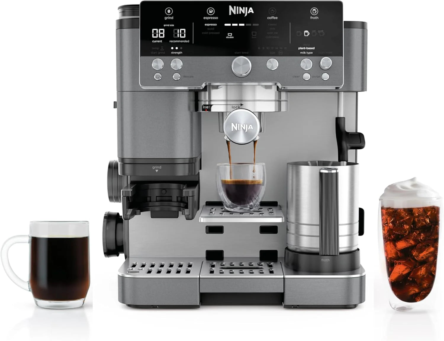 Ninja Luxe Café 3-in-1 Espresso, Drip Coffee and Cold Brew Machine | Integrated Coffee Grinder, Milk Frother, Assisted Tamper & Built-In Espresso Accessory Storage | Stainless Steel | ES601