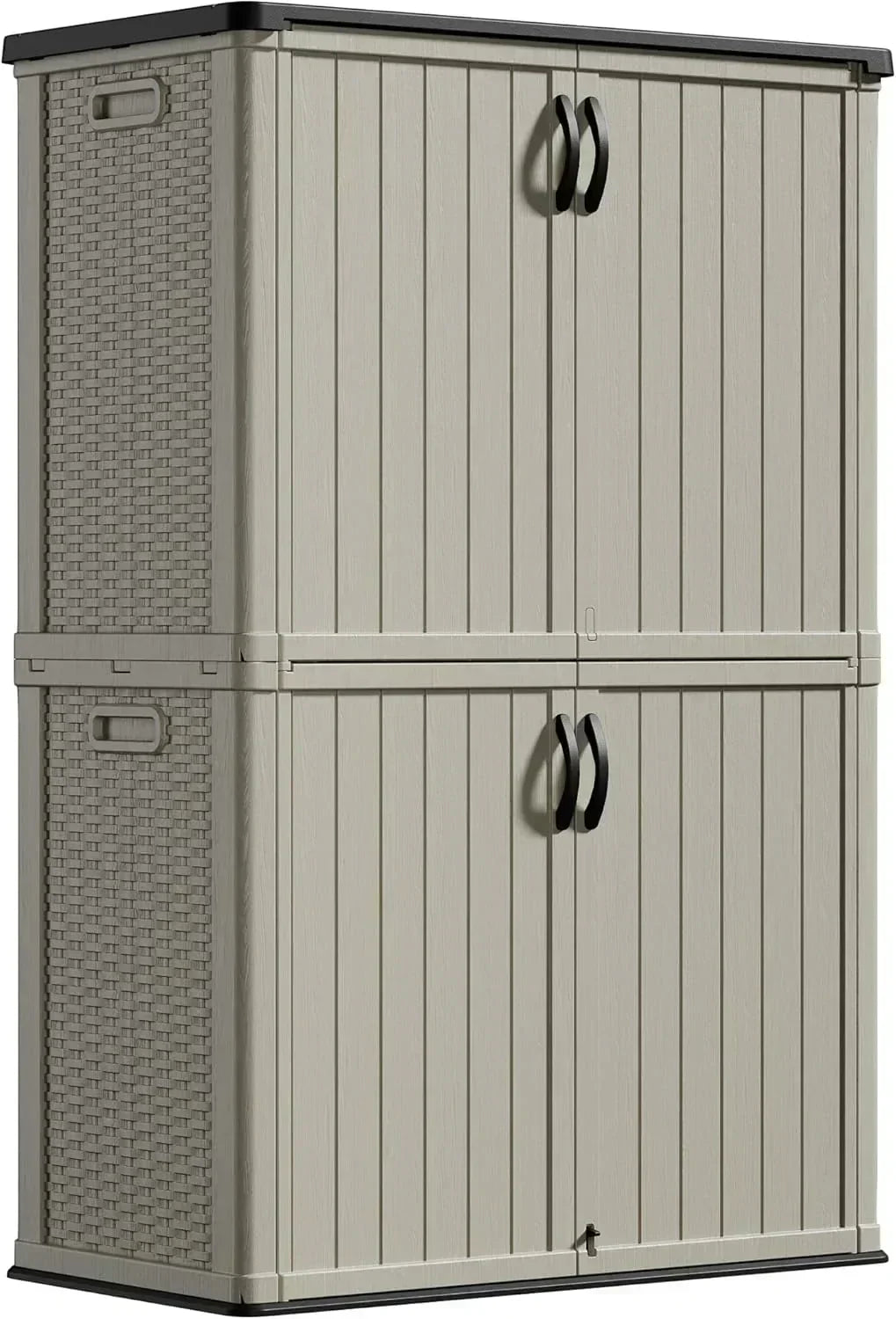Greesum Outdoor Horizontal Storage Shed 27 Cu.ft Resin Large Storage Box for Garden Patio
