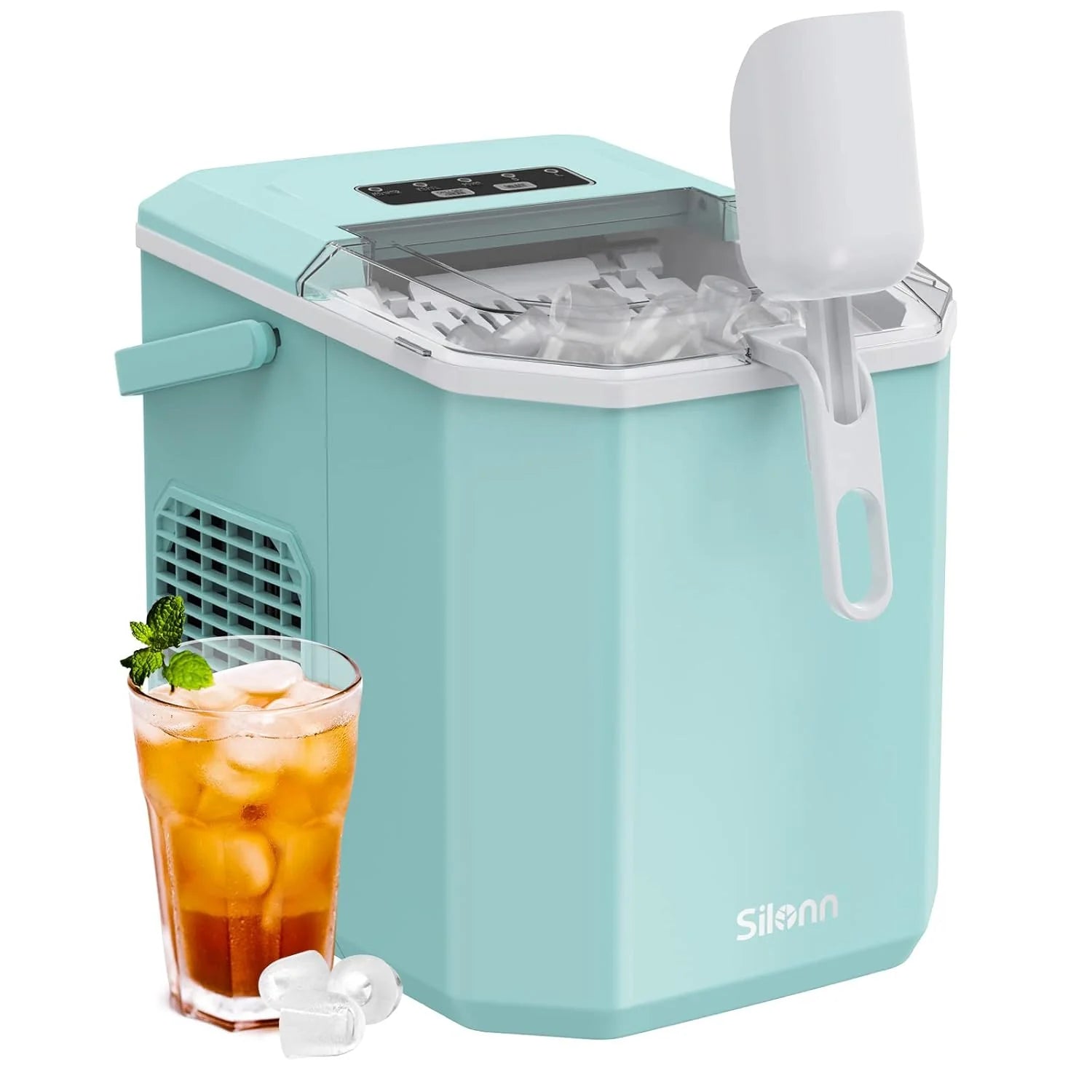 Nugget Ice Maker Countertop, Silonn Chewable Pellet Ice Machine with Self-Cleanin Function, 33lbs/24H Portable Ice Makers for Home Kitchen Officce, Black