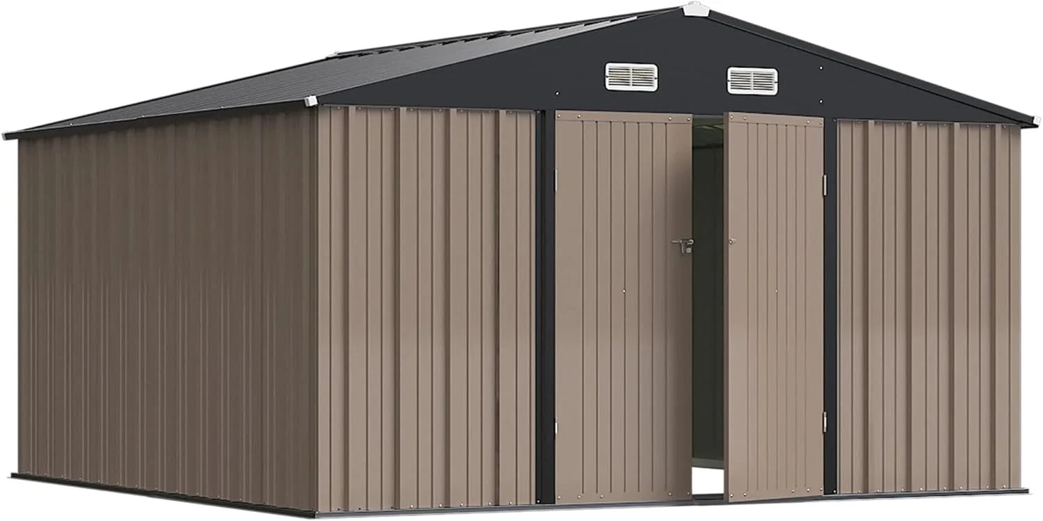 Greesum 6×4 FT Outdoor Storage Shed, Metal Patio Storage Shed with Lockable Door
