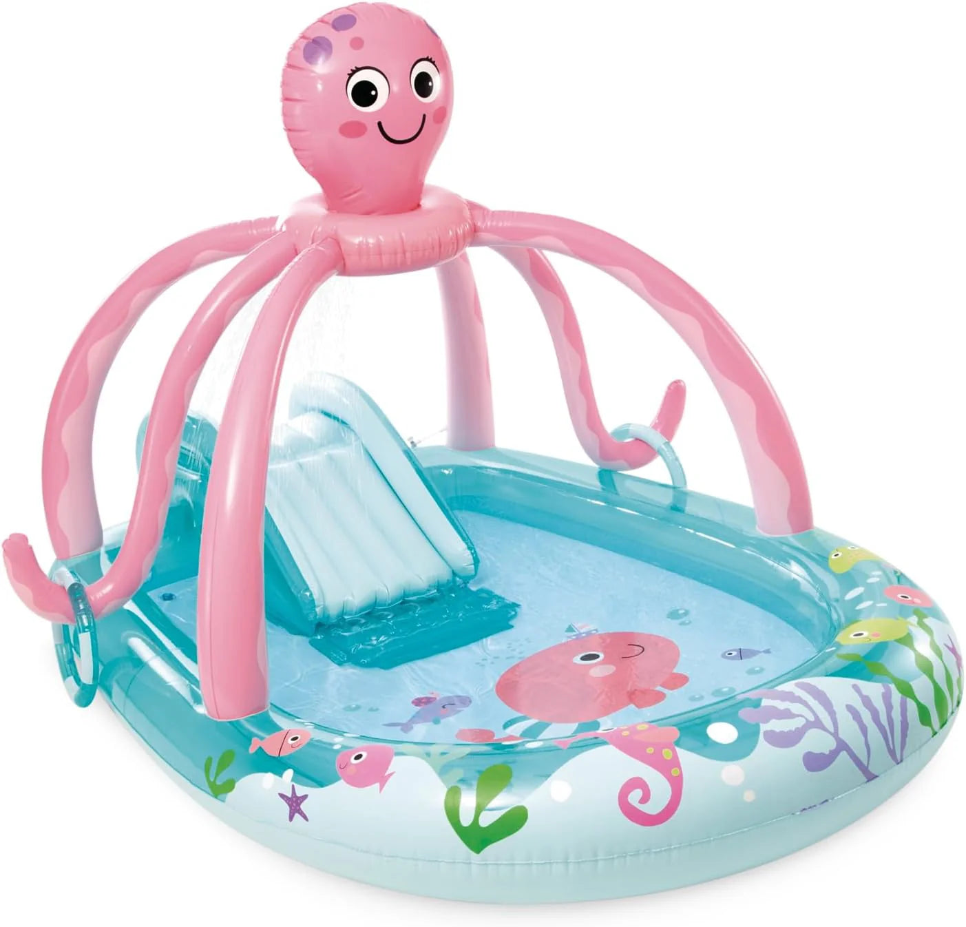 Intex 96 x 78 x 28 Inflatable Jungle Adventure Play Center Spray Kiddie Pool - Backyard Kids Water Slide, Outdoor Blow-Up Splash Pad for Toddlers