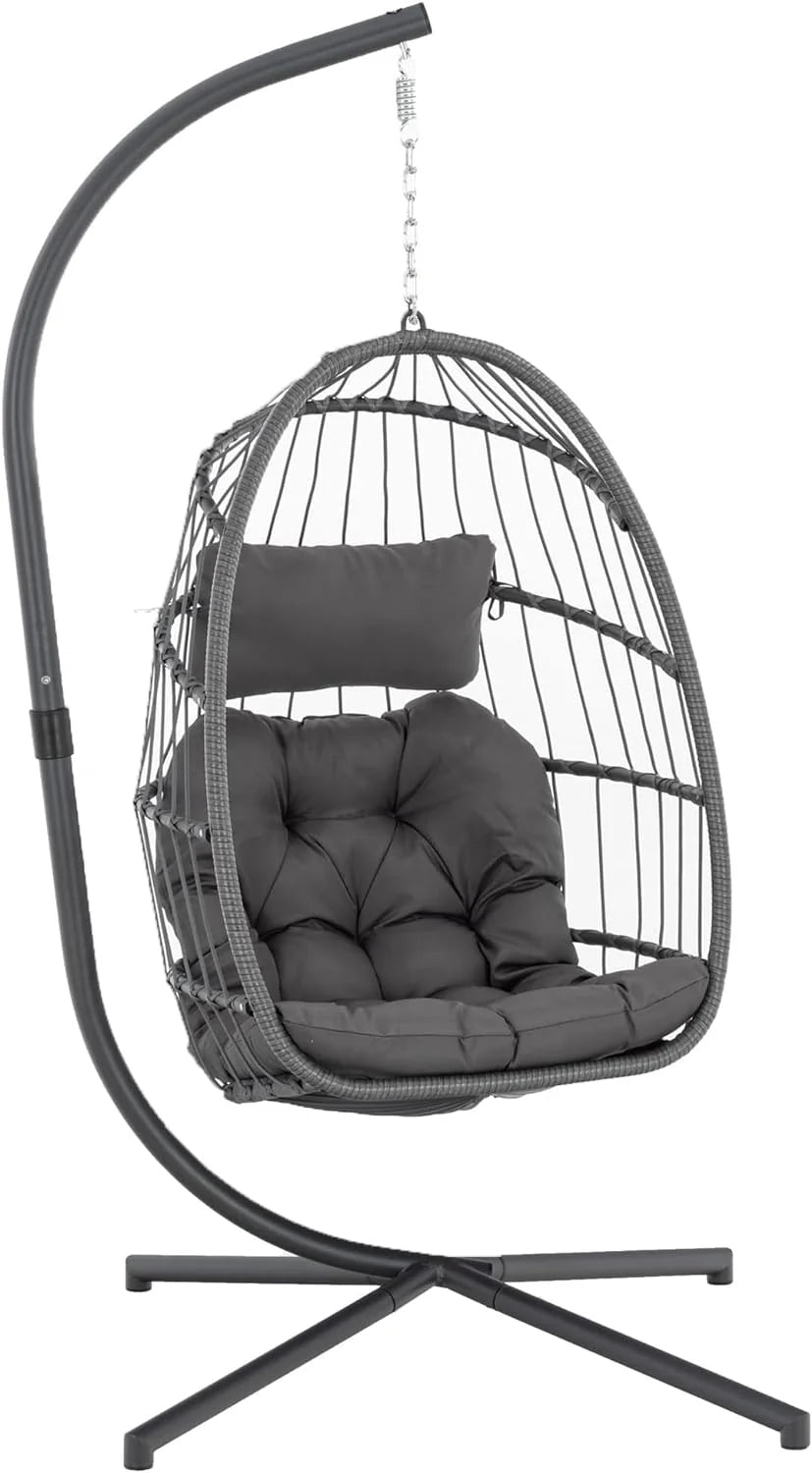 Yechen Indoor Outdoor Egg Hanging Chair Patio Wicker Swing Egg Chair Indoor Swinging Chair