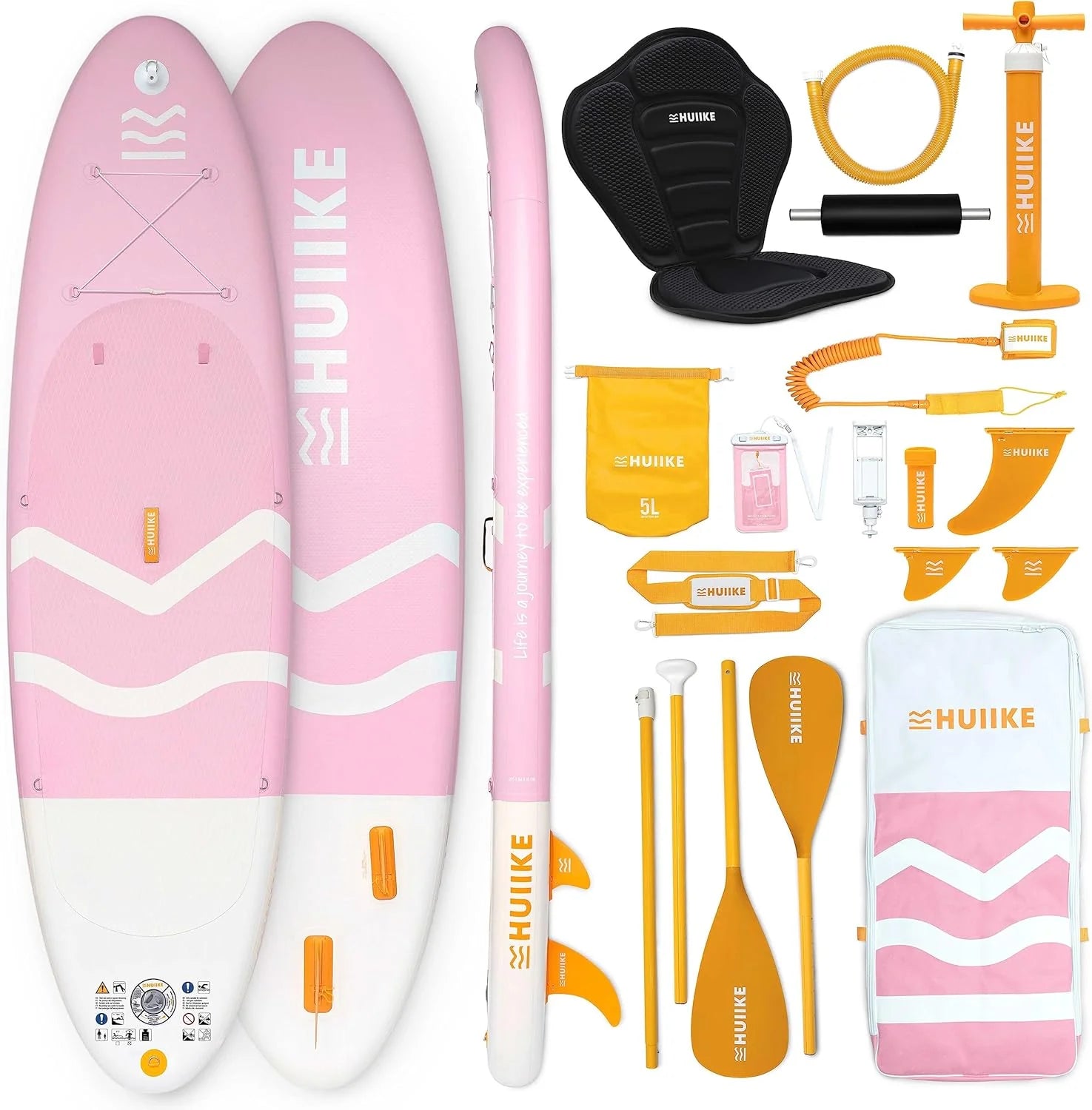 HUIIKE Inflatable Paddle Board for Adults with Accessories Included, Oar, Fins, Pump. Stand Up Paddleboard