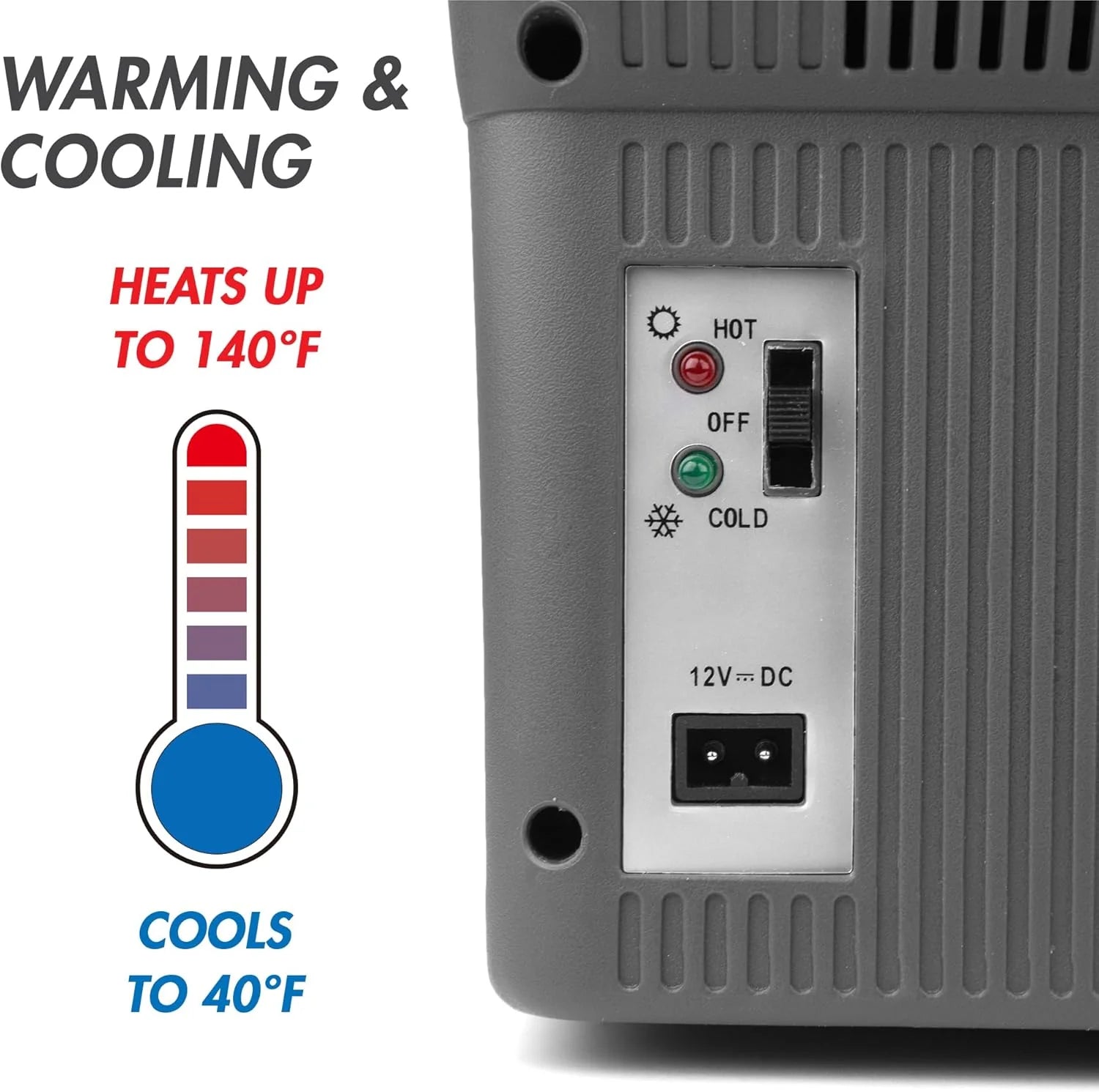 Personal Thermoelectric Cooler/Warmer, 14 Liter Capacity, Portable Electric Car Cooler with 12/24V DC, 12V Small Fridge for Car, RV, and Camping Use, UL Listed