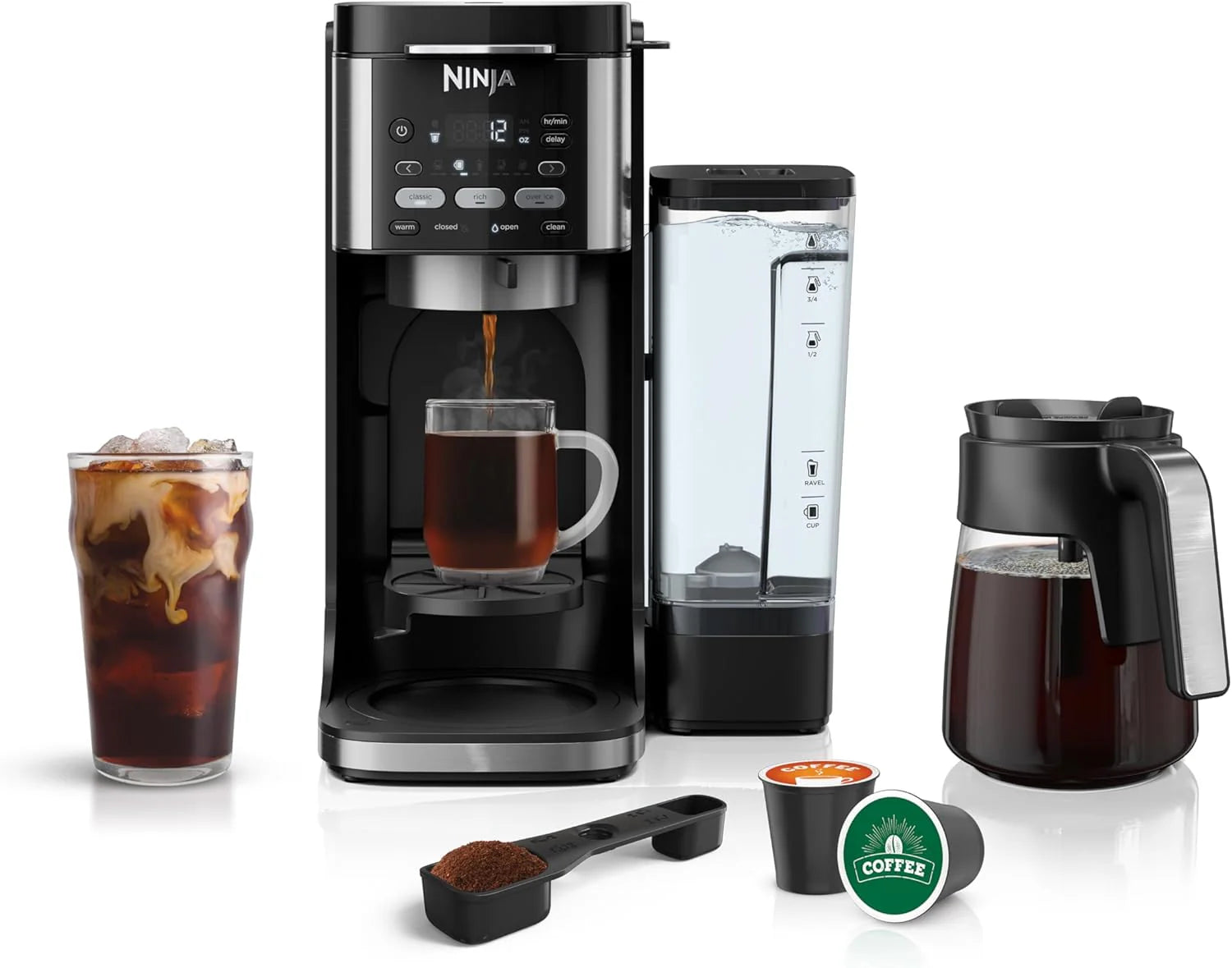 Ninja Drip Coffee Maker With K Cup Combo, DualBrew Pro Specialty Coffee System, Coffee Machine Compatible with K-Cup Pods, 12 Cup Single Serve Coffee Makers with Paper Filter, CFP301