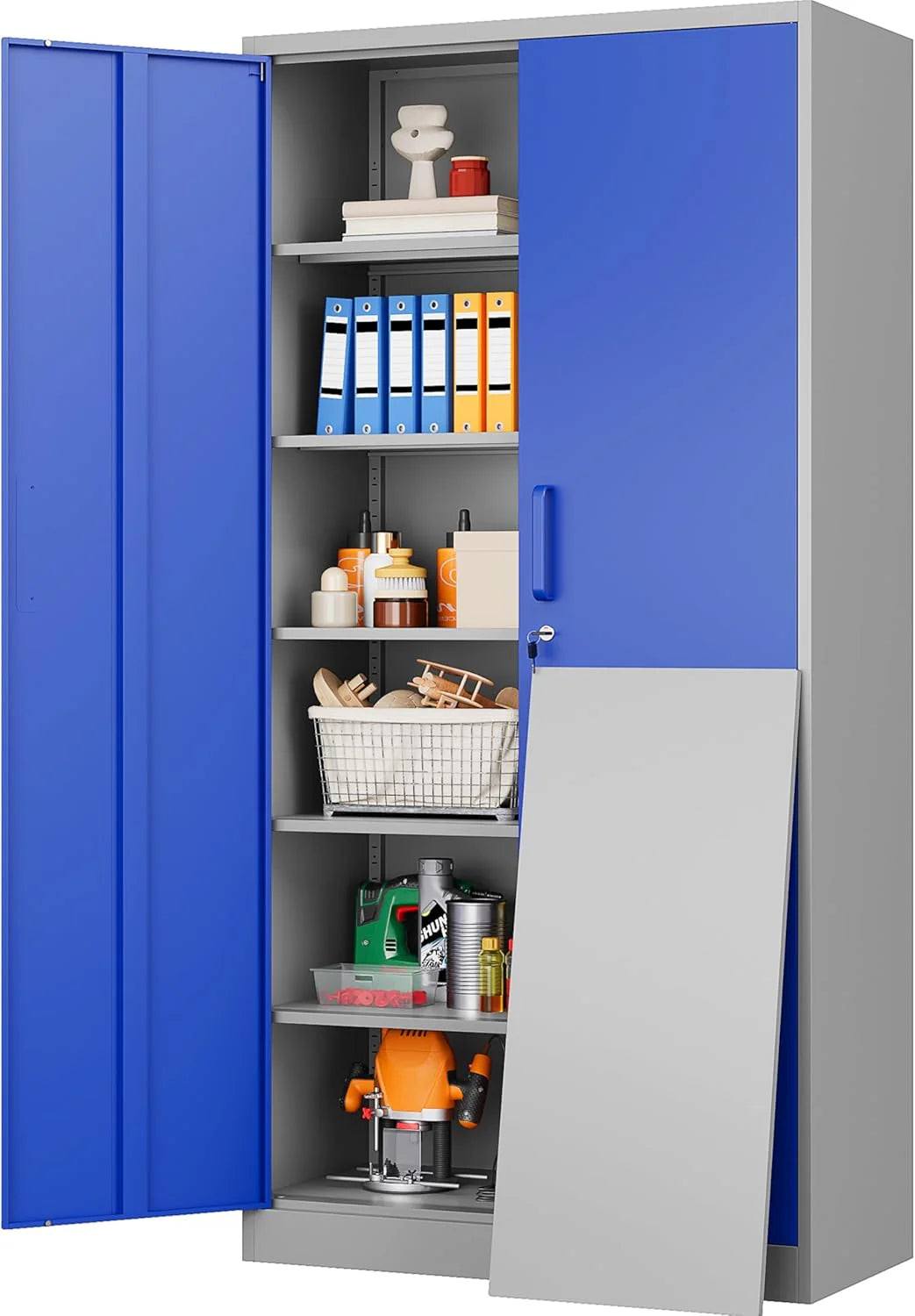 SISESOL Wide & Deep Metal Storage Cabinet with 2 Doors and 6 Shelves,72x36x18
