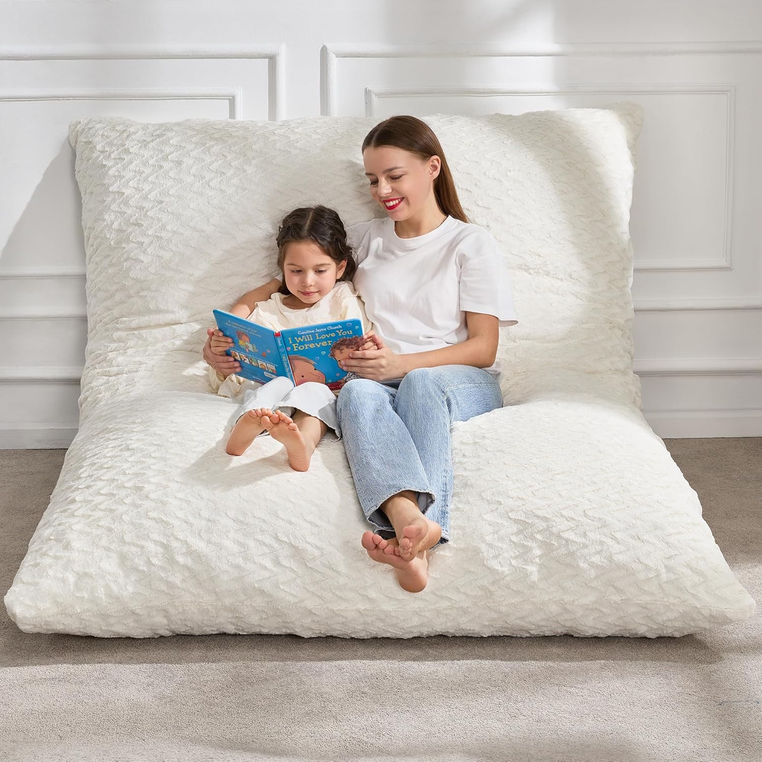 Hobestluk 3 in 1 Bean Bag Chair Giant Bean Bag Chairs Convertible Bean Bag Floor Cushion