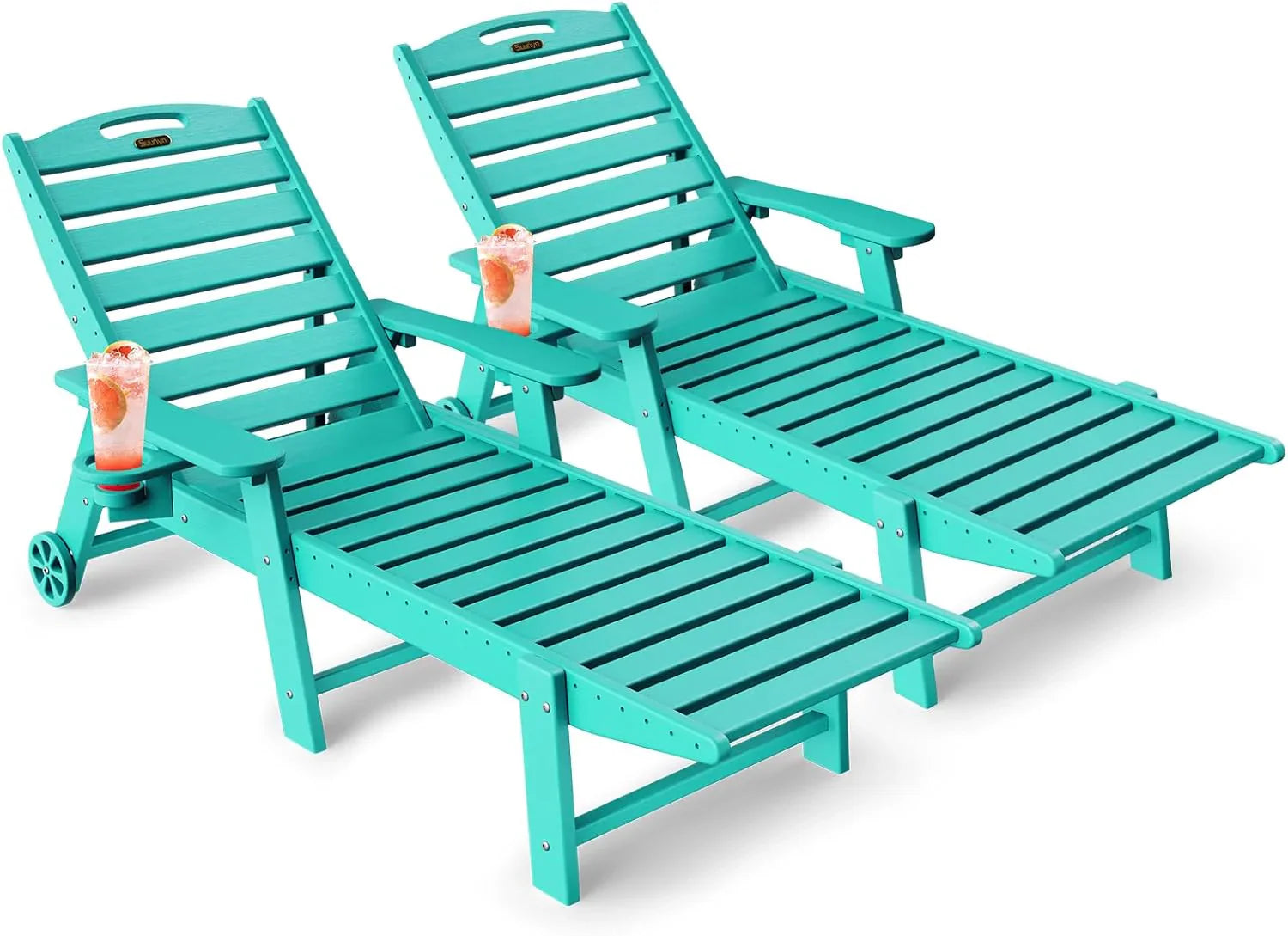 Lounge Chair Outdoor Chaise Lounge HDPE 6-Position Outdoor Chaise Lounge Patio Lounge Chair