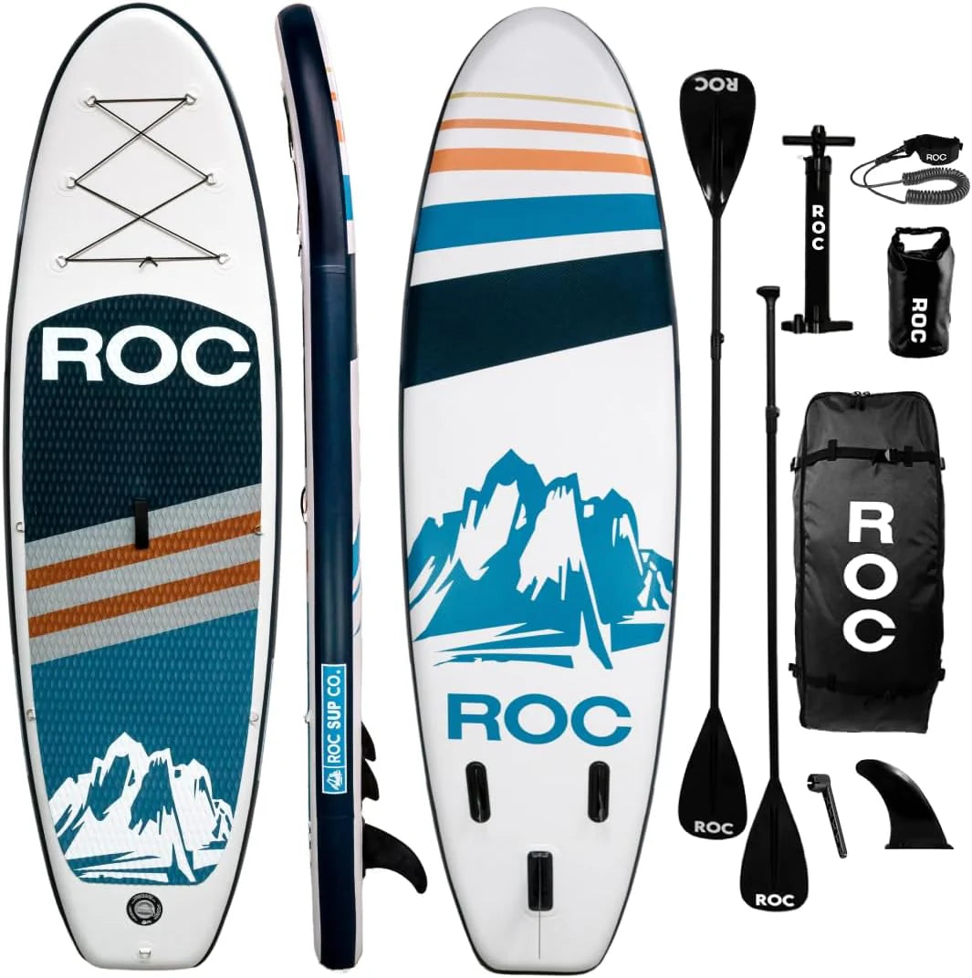 Roc Inflatable Stand Up Paddle Board with Premium SUP Paddle Board Accessories, Wide Stable Design