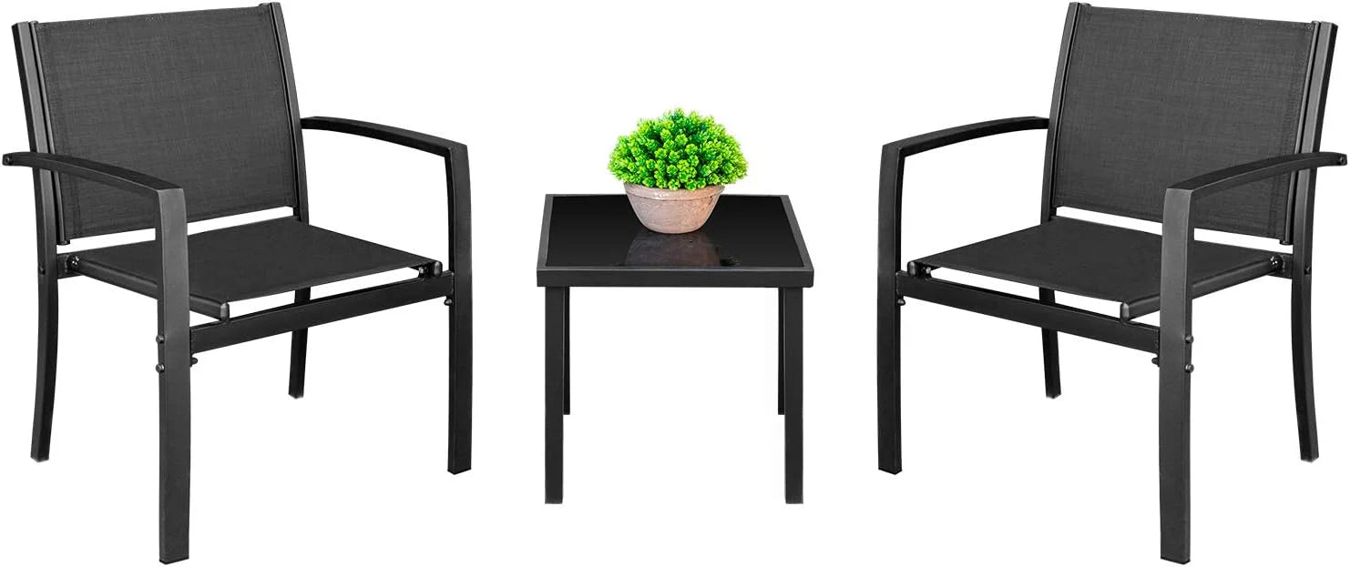 Homall Patio Dining Set 7 Pieces Outdoor Furniture Table and 6 Textilene Chairs, Light Grey