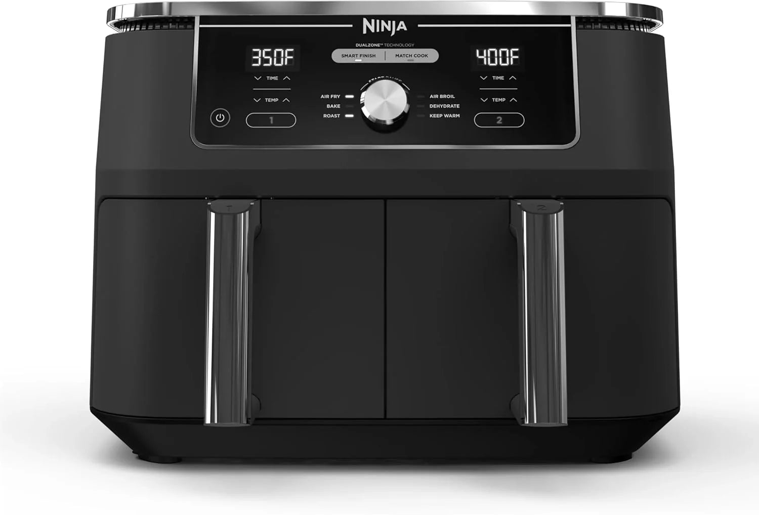 Ninja Foodi 10QT 6-in-1 DualZone Smart XL Air Fryer, 2 Independent 5QT Baskets, Smart Cook Thermometer, Match Cook, Smart Finish, Air Fry, Roast, Bake, Dehydrate, Reheat, Grey, DZ550
