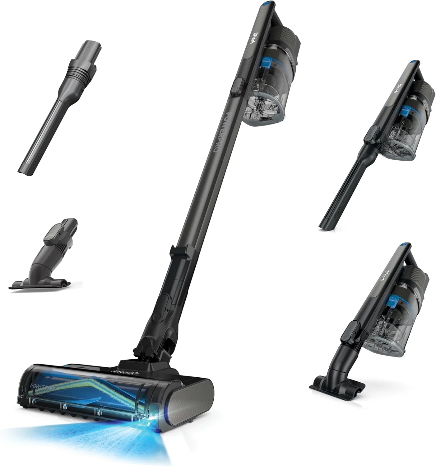 Shark Pet Cordless Stick Vacuum with XL Dust Cup, LED Headlights, Removable Handheld Vac, Crevice Tool, Portable Vacuum for Household Pet Hair, Carpet & Hard Floors, 40min Runtime, Ice Blue, IX141AMZ