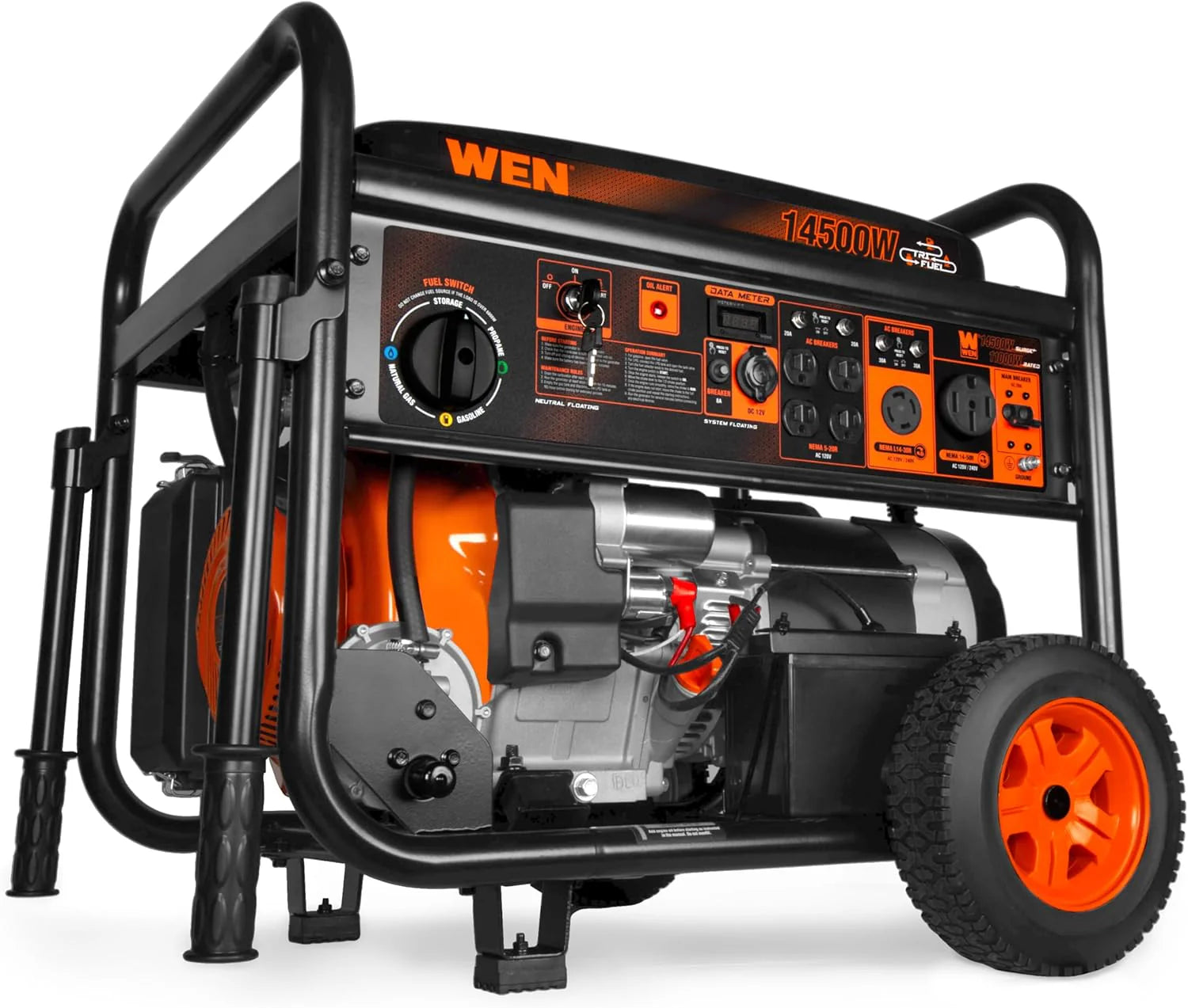 WEN 14,500-Watt 120V/240V Tri-Fuel Generator for Gas Propane Natural Gas Transfer-Switch Ready
