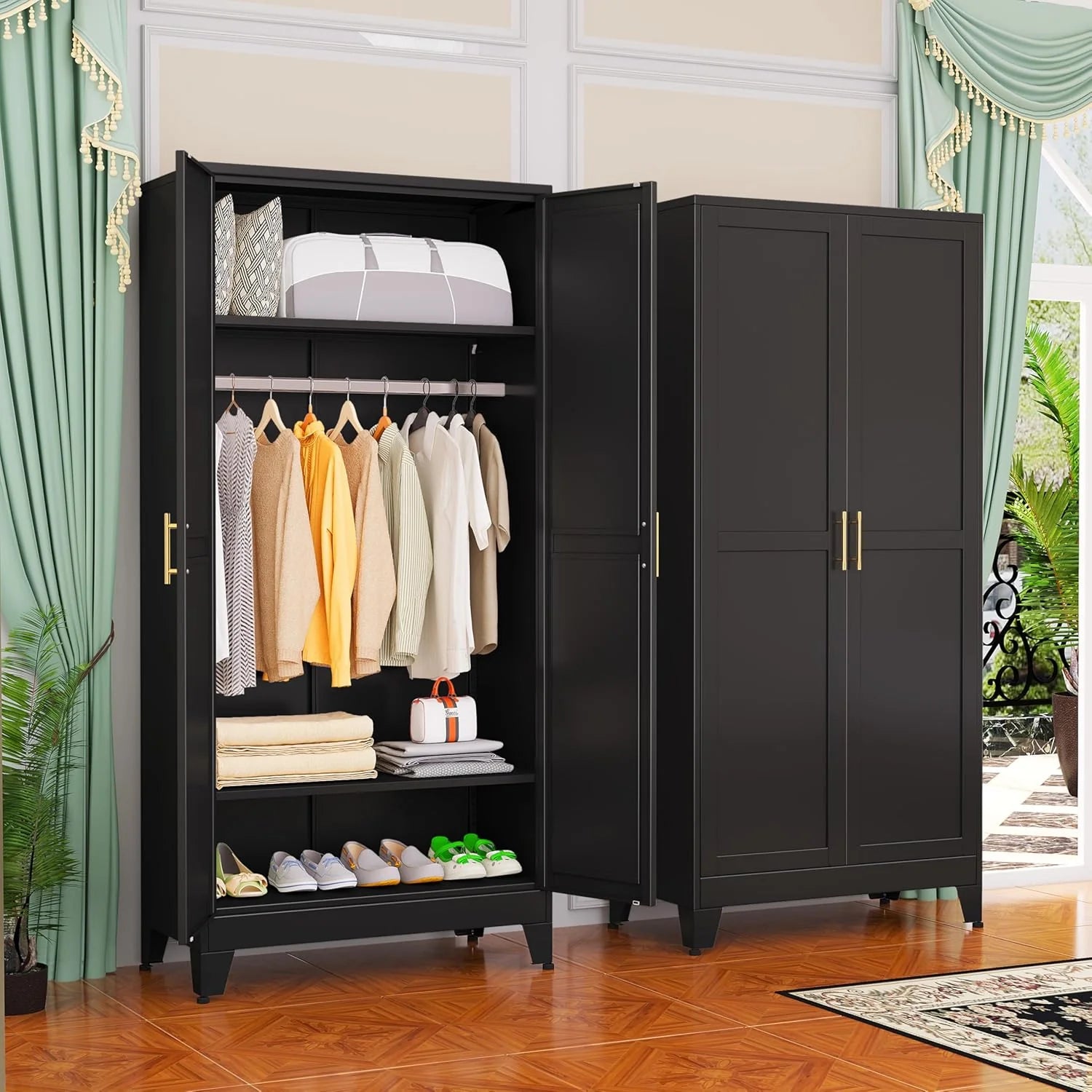 Steel Armoire Wardrobe Closet, 71 Metal Clothing Storage Cabinets