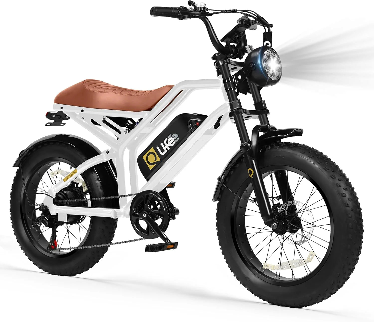 Qlife Electric Bike for Adults/Teens Spark-1500W Peak Motor 20 Fat Tires 28MPH(Unlock to 35MPH) Dirt Bike