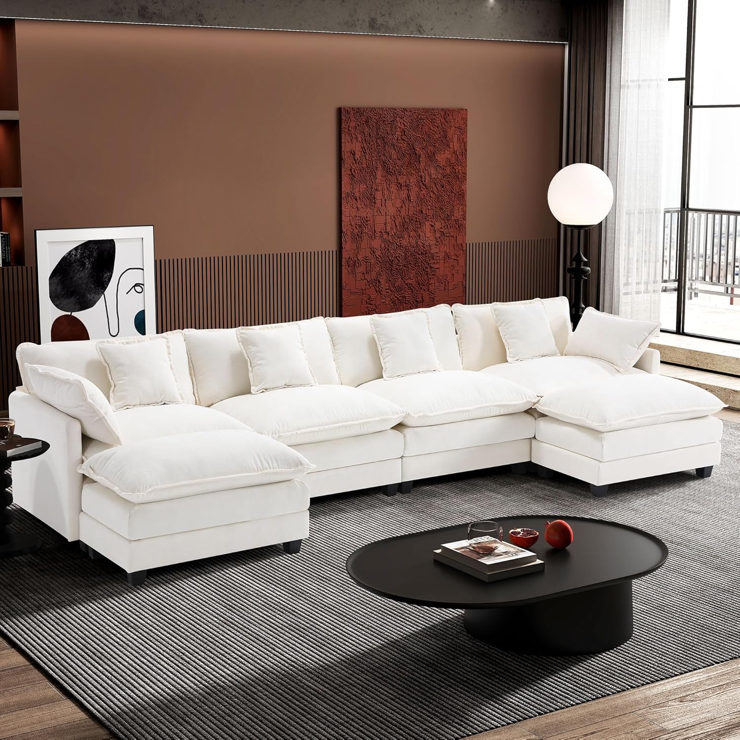 ihanherry 146-inch U-shaped modern sofa modular area cloud sofa