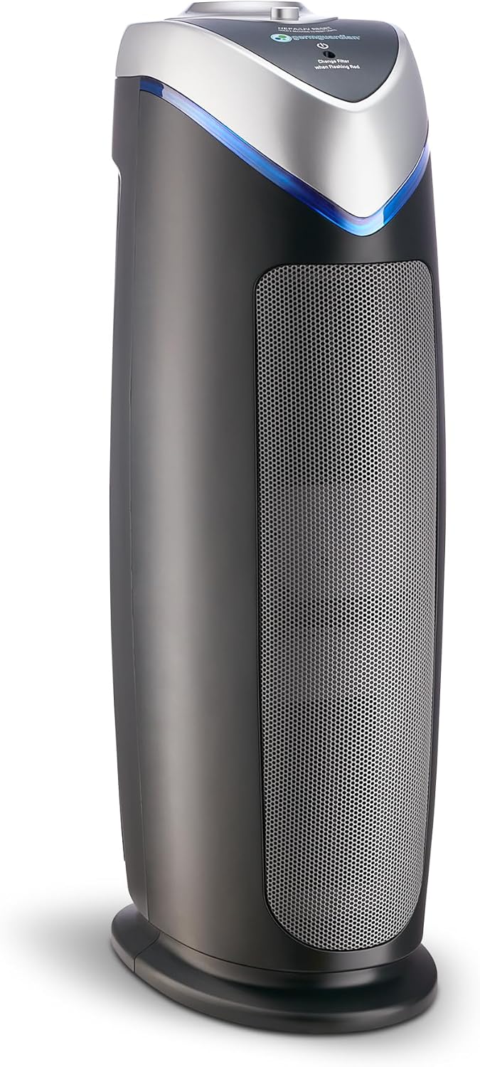 GermGuardian Air Purifier for Home with HEPA Pure Filter, for Wildfire Smoke, Pet Dander, Pollen, Odors, Large Rooms Up To 743 Sq. Ft., Removes 99.97% Pollutants, UV-C Light, 22, AC4825E, Gray