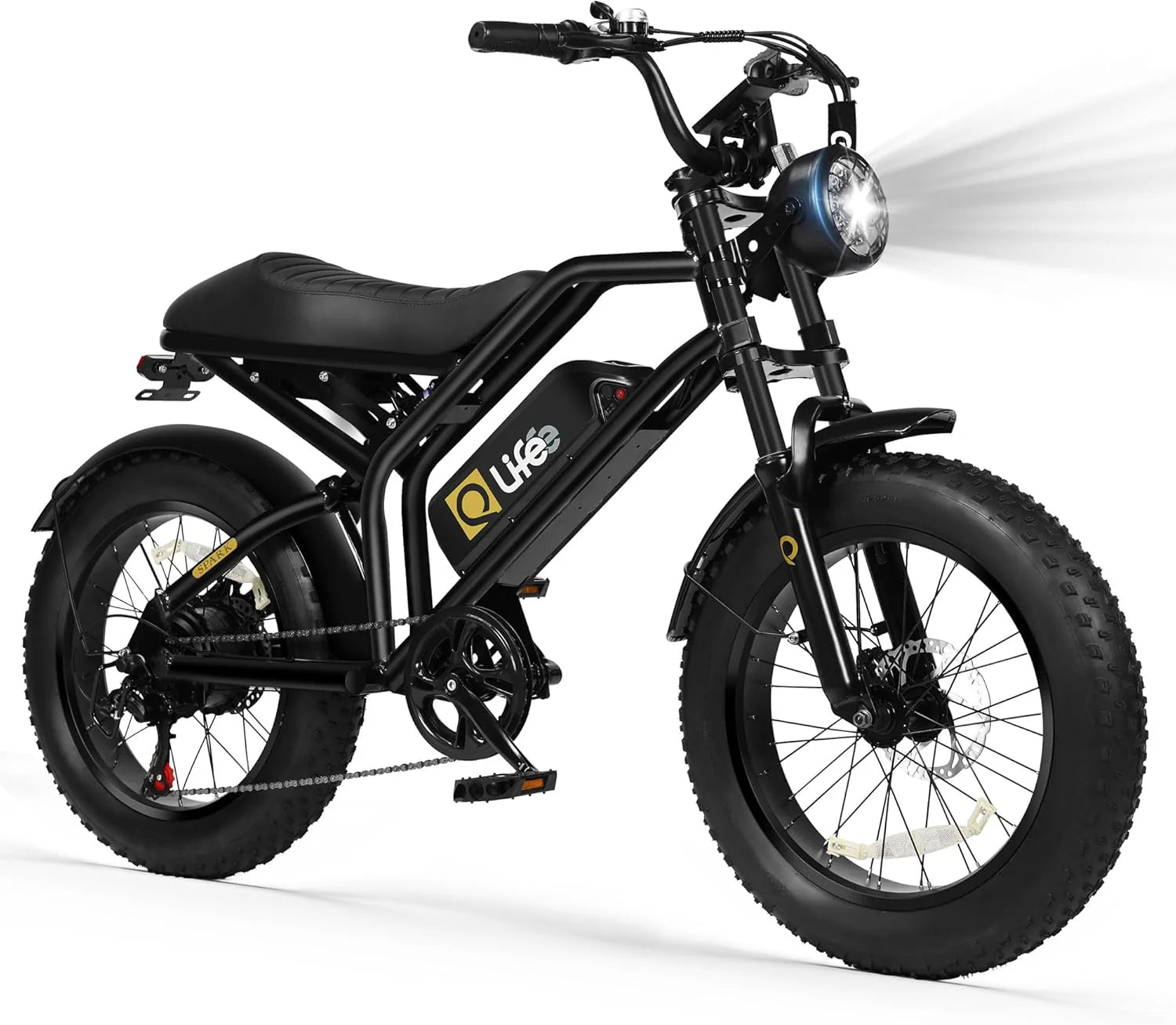 Qlife Electric Bike for Adults/Teens Spark-1500W Peak Motor 20 Fat Tires 28MPH(Unlock to 35MPH) Dirt Bike