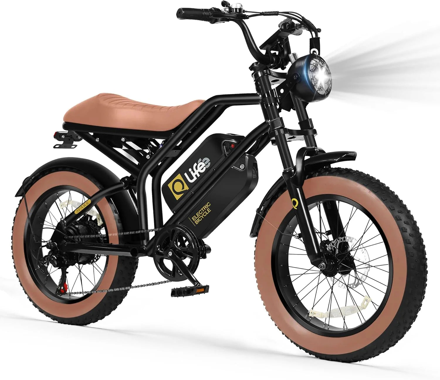 Qlife Electric Bike for Adults/Teens Spark-1500W Peak Motor 20 Fat Tires 28MPH(Unlock to 35MPH) Dirt Bike
