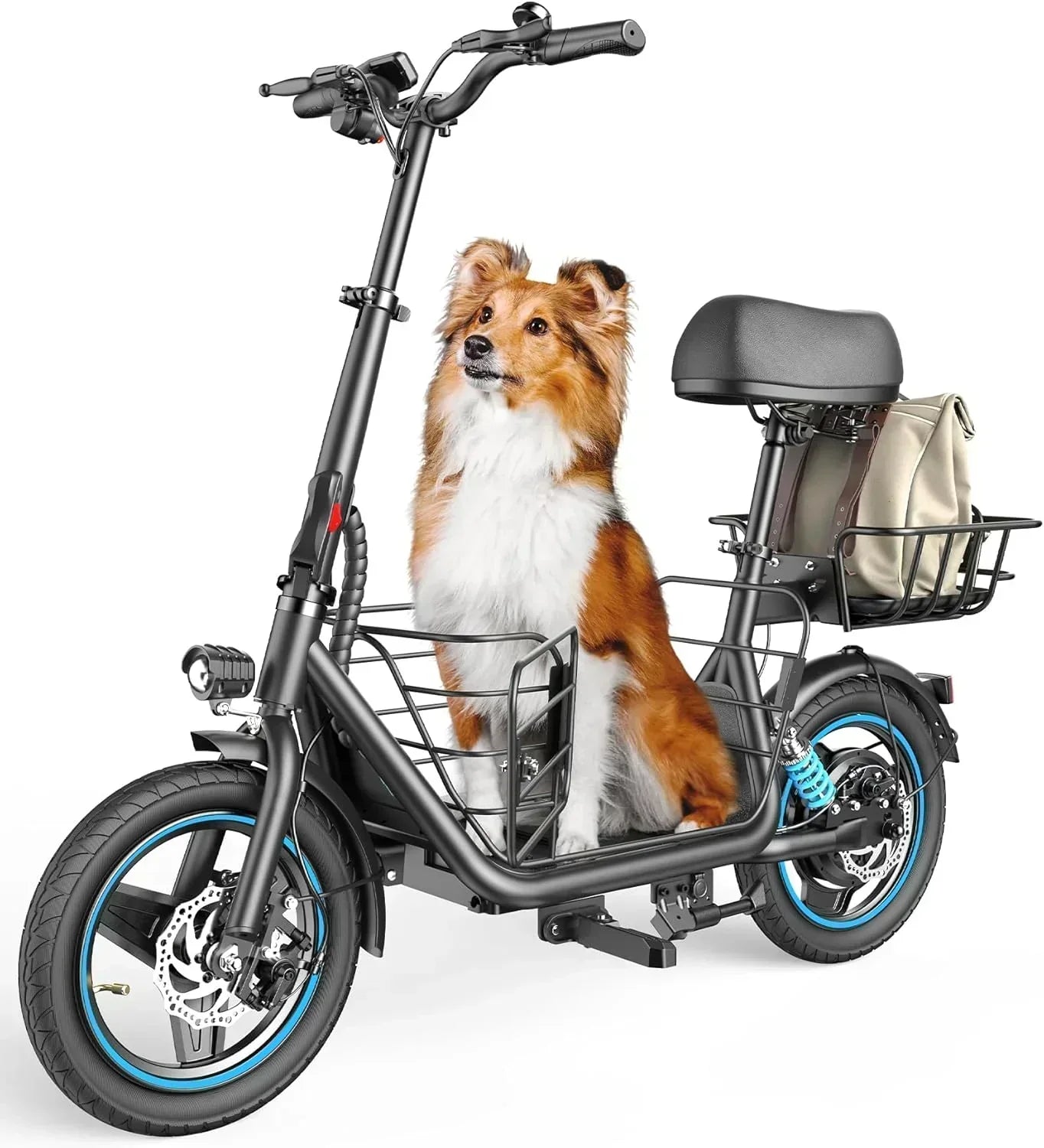 Gyroor Adult Electric Scooter with Large Center Basket 20 Mile Range Foldable and Seat