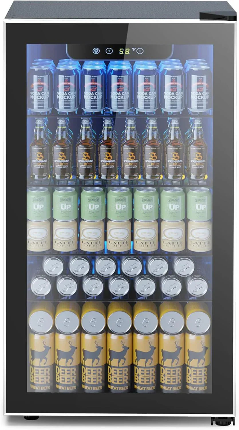 Mini Fridge 130 Can Beverage Refrigerator Cooler Drink Fridge Adjustable Temperature Control
