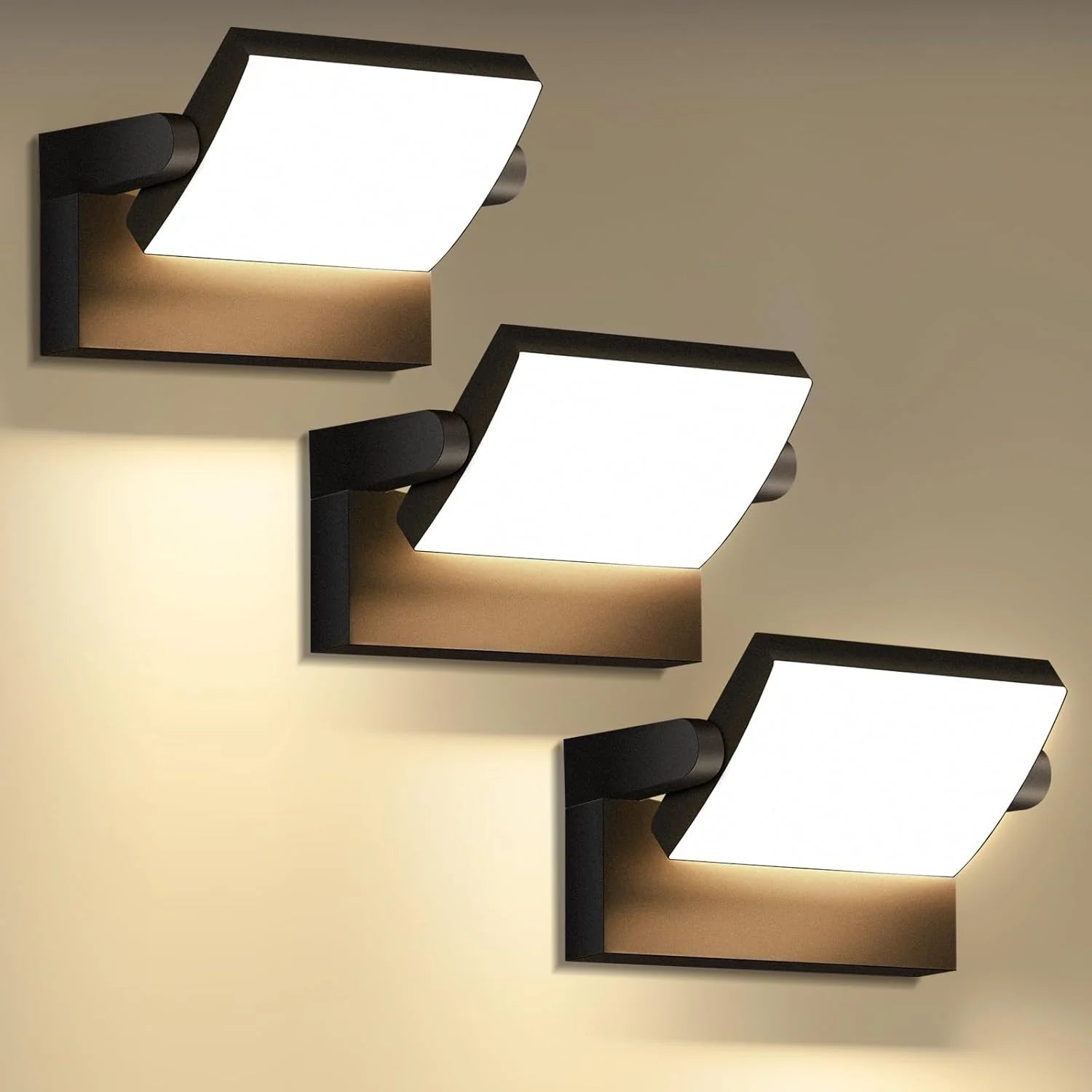 Outdoor LED Wall Light 40W Adjustable Modern Exterior Wall Mount Fixture 6000K Waterproof Black Lighting for Home and Yard