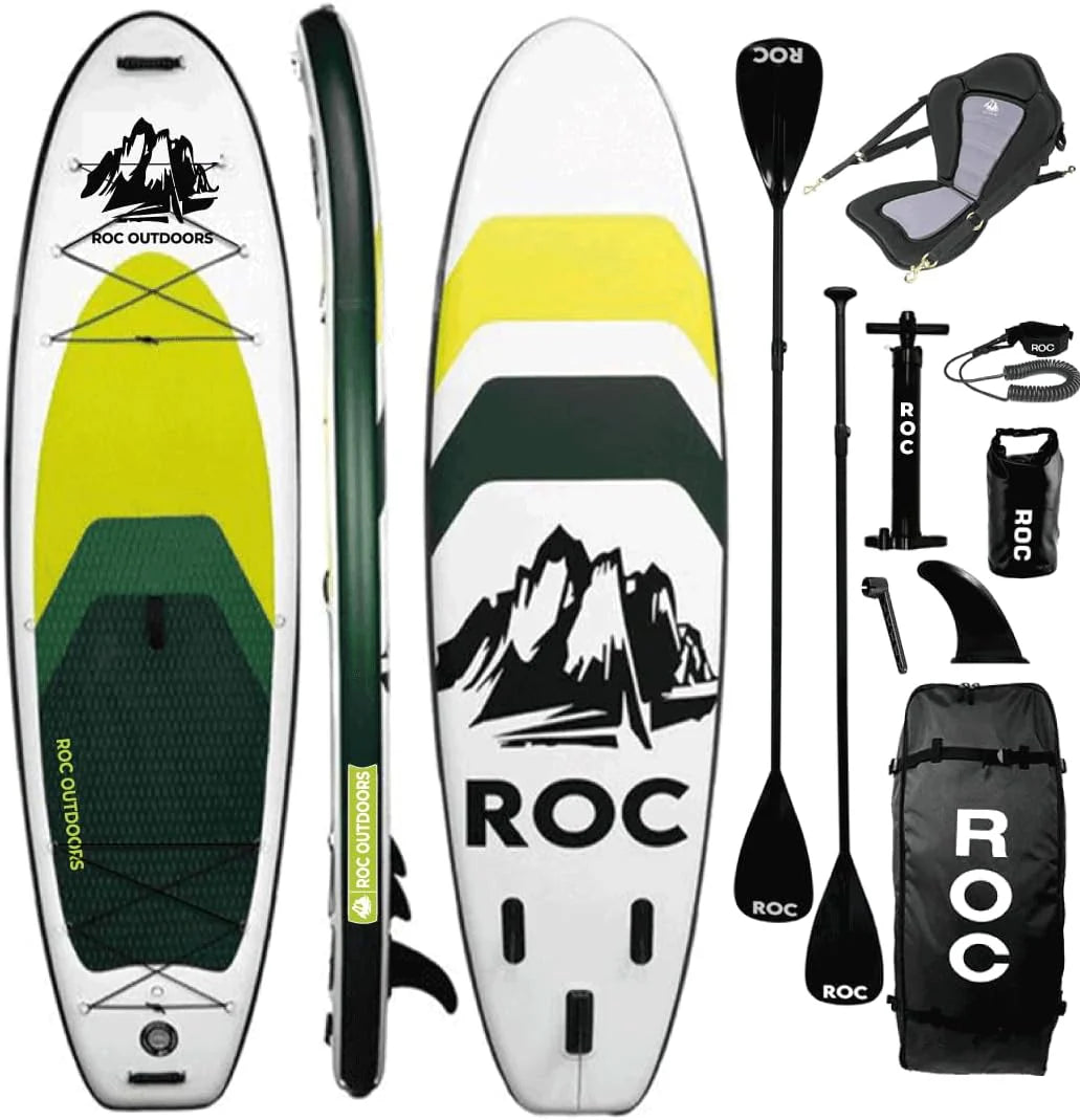 Roc Inflatable Stand Up Paddle Board 10' 6 with Premium SUP Paddle Board Accessories