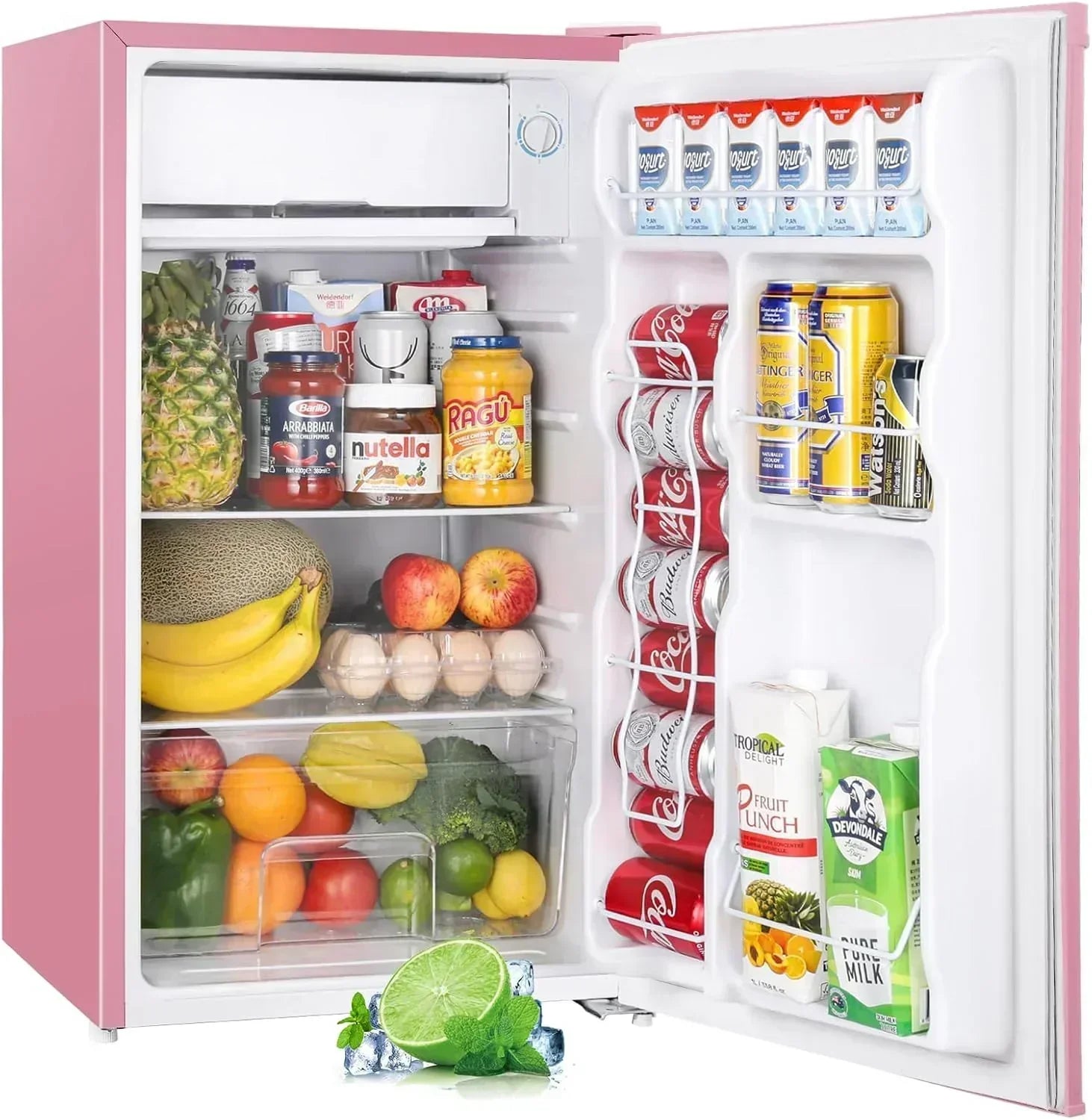 Upstreman 3.2 Cu.Ft Mini Fridge Freezer Single Door Fridge Dorm Fridge Adjustable Thermostat