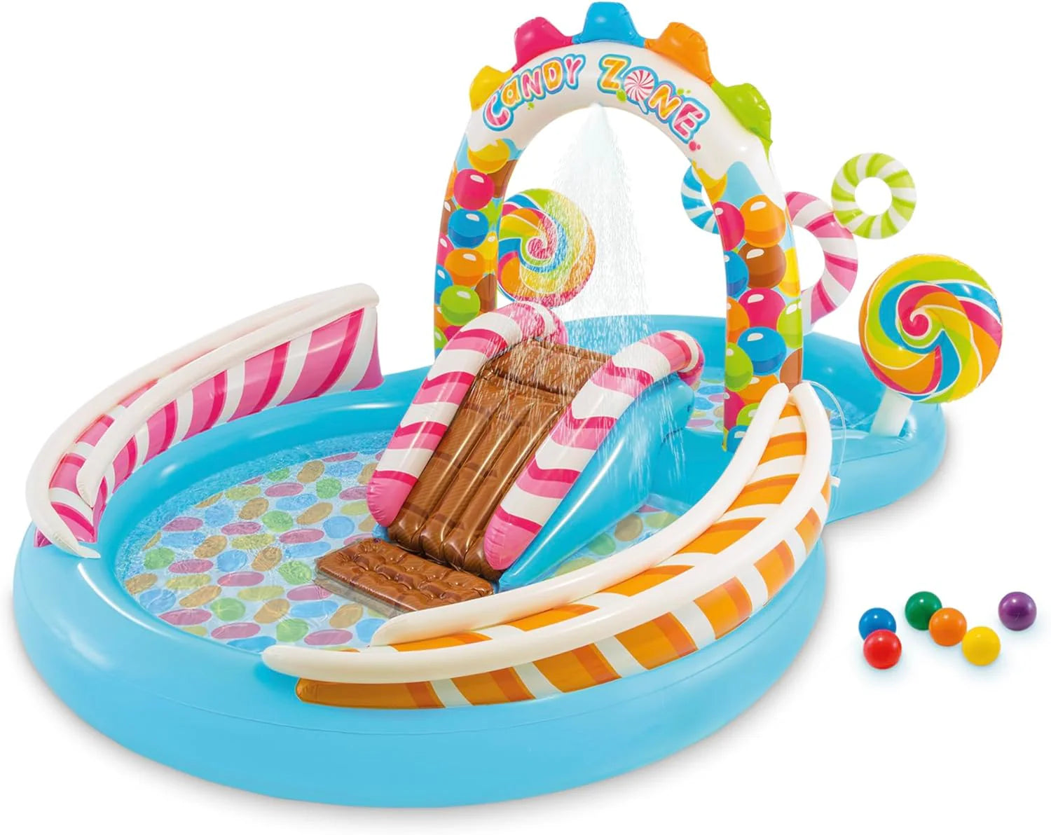 Intex 96 x 78 x 28 Inflatable Jungle Adventure Play Center Spray Kiddie Pool - Backyard Kids Water Slide, Outdoor Blow-Up Splash Pad for Toddlers