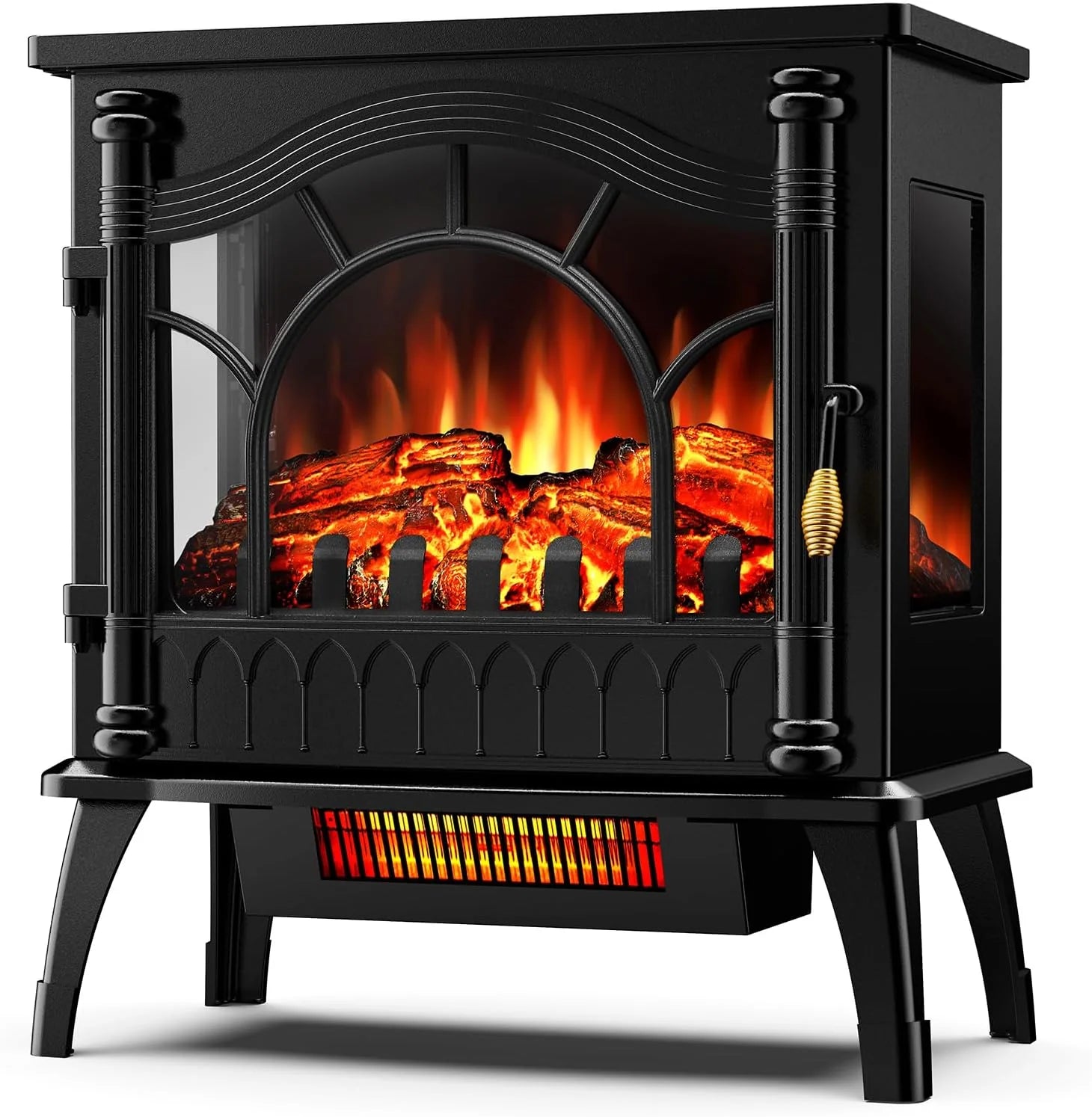 ZAFRO Freestanding Electric Fireplace Stove with Realistic Flame, 5100 BTU Electric Fireplace Heater