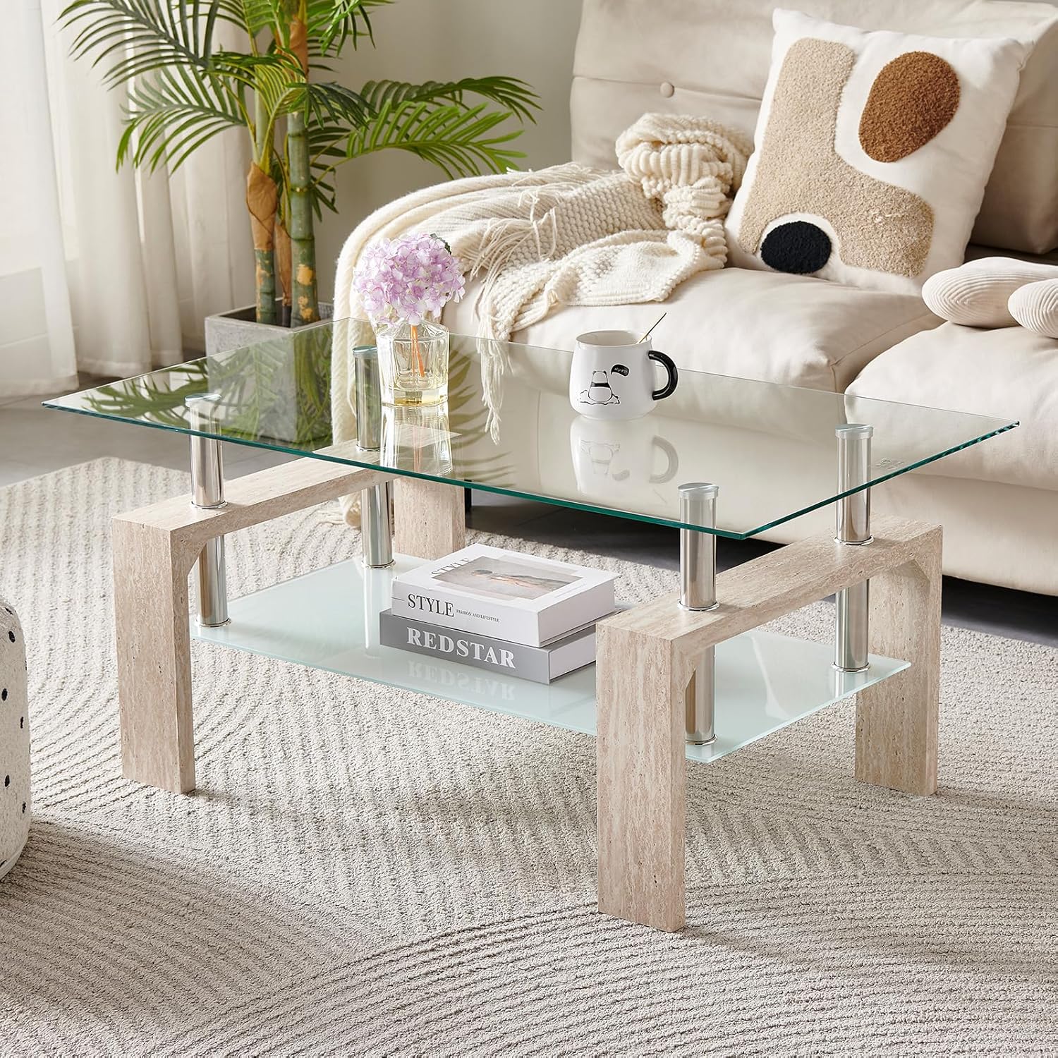Living Room Rectangle Coffee Table Tea Table Suitable for Waiting Room Modern Side Coffee Table