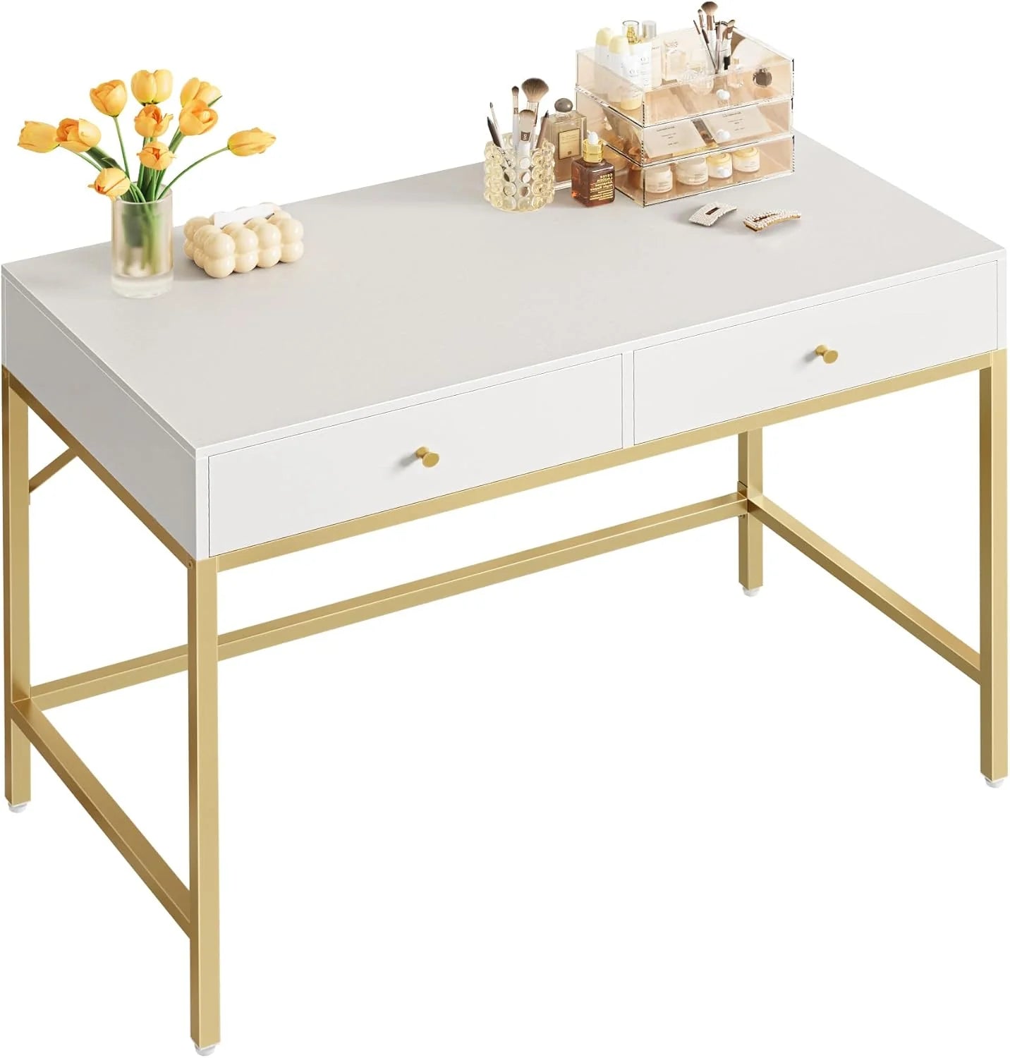 SUPERJARE Vanity Desk with Drawers, 47 inch Computer Desk, Simple Home Office Desks