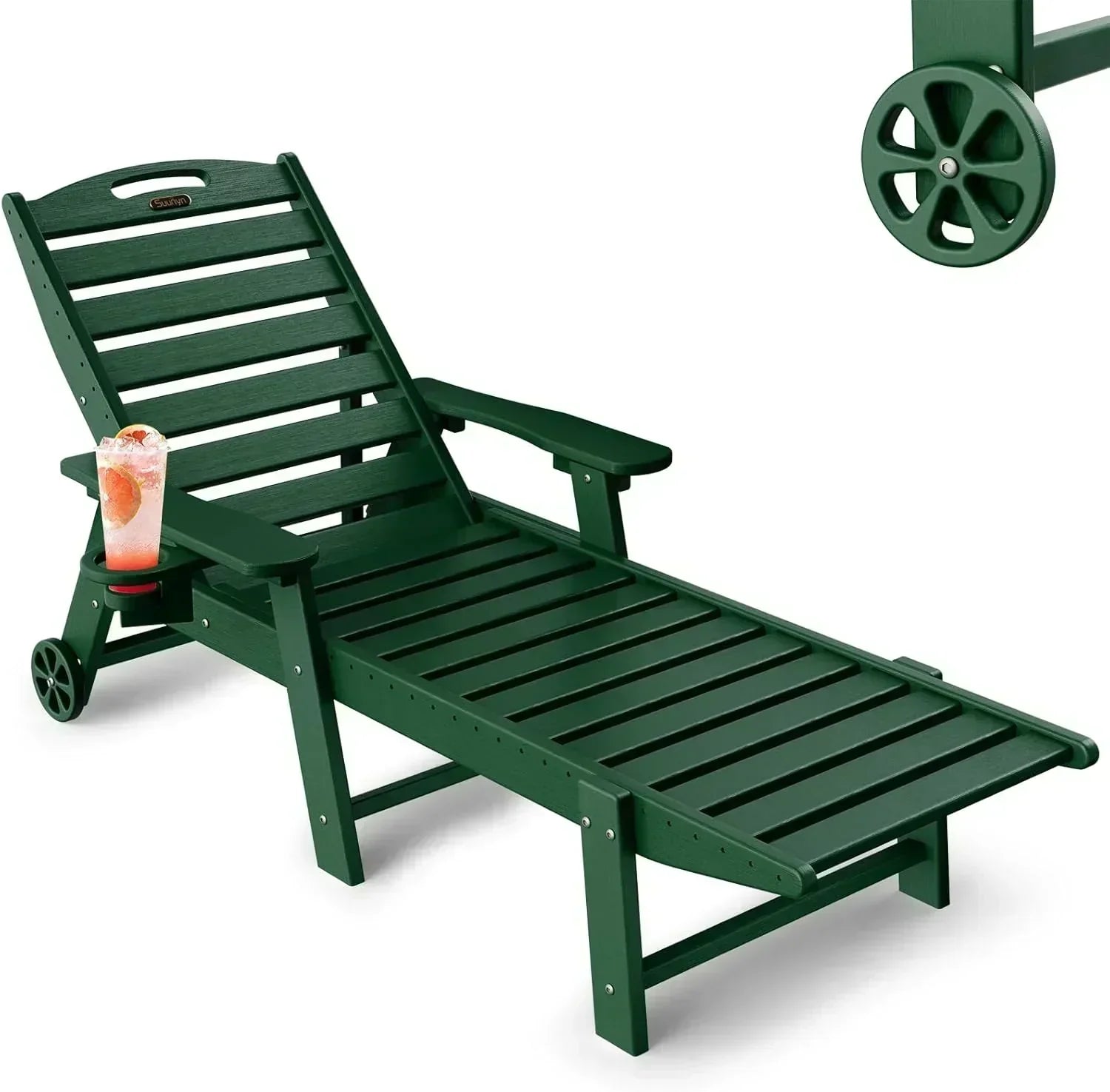Lounge Chair Outdoor Chaise Lounge HDPE 6-Position Outdoor Chaise Lounge Patio Lounge Chair