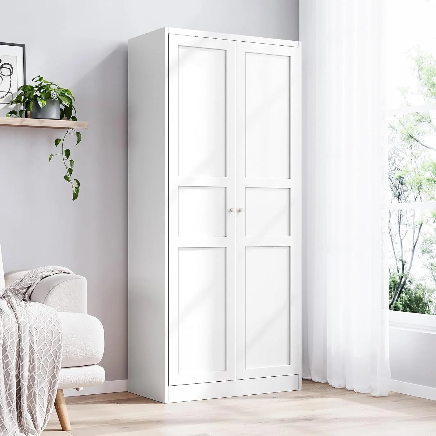 Yizosh Metal Storage Cabinet with 2 Doors and 4 Adjustable Shelves
