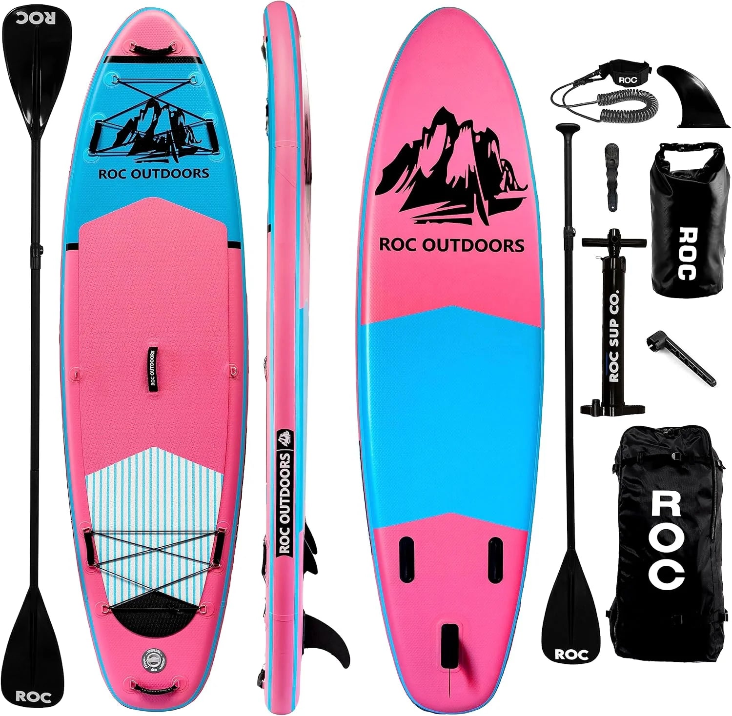 Roc Inflatable Stand Up Paddle Board 10' 6 with Premium SUP Paddle Board Accessories