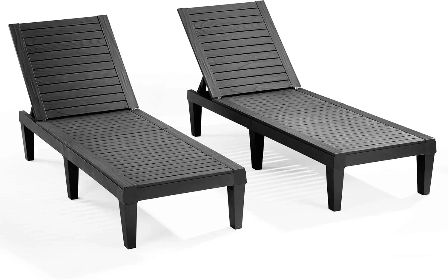 Patio Chairs Black Chaise Lounge Chair Outdoor 5-Position Adjustable Sun Tanning Chair